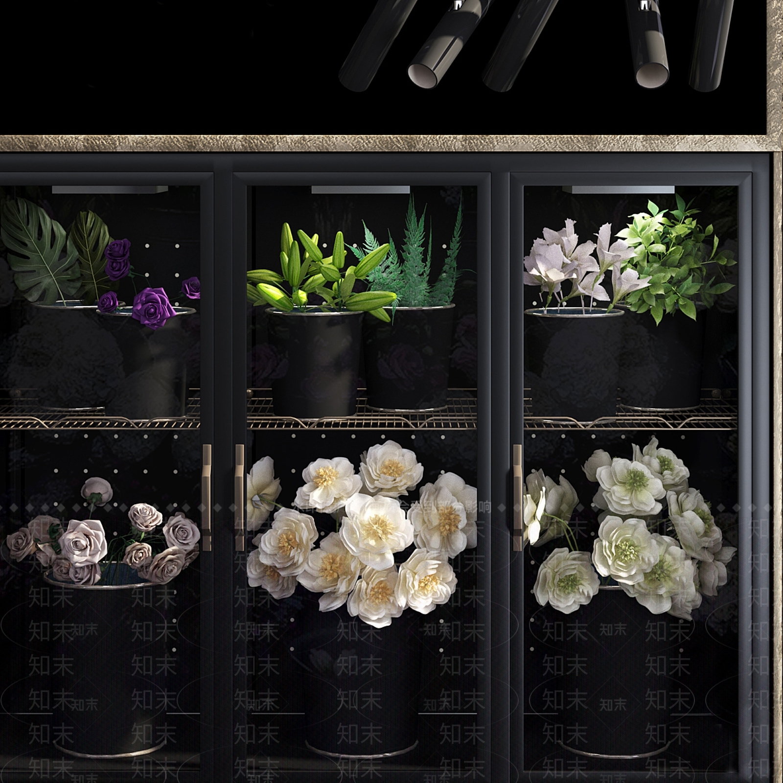 现代花店盆栽花艺橱窗3D模型下载【ID:1143824126】