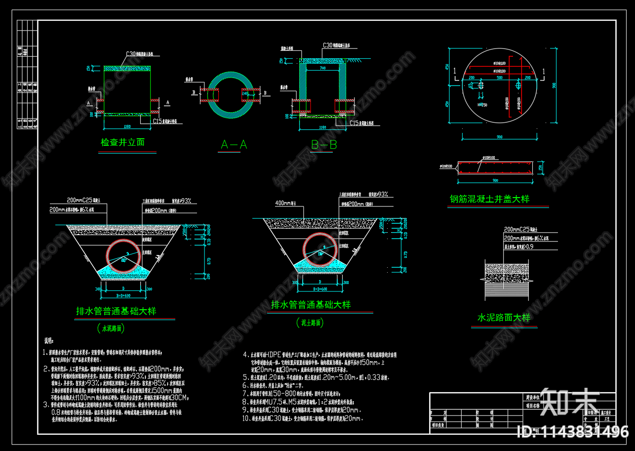 排水管基础回填大样施工图下载【ID:1143831496】