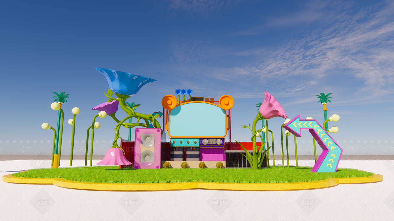 现代植物主题雕塑小品SU模型下载【ID:1143834086】