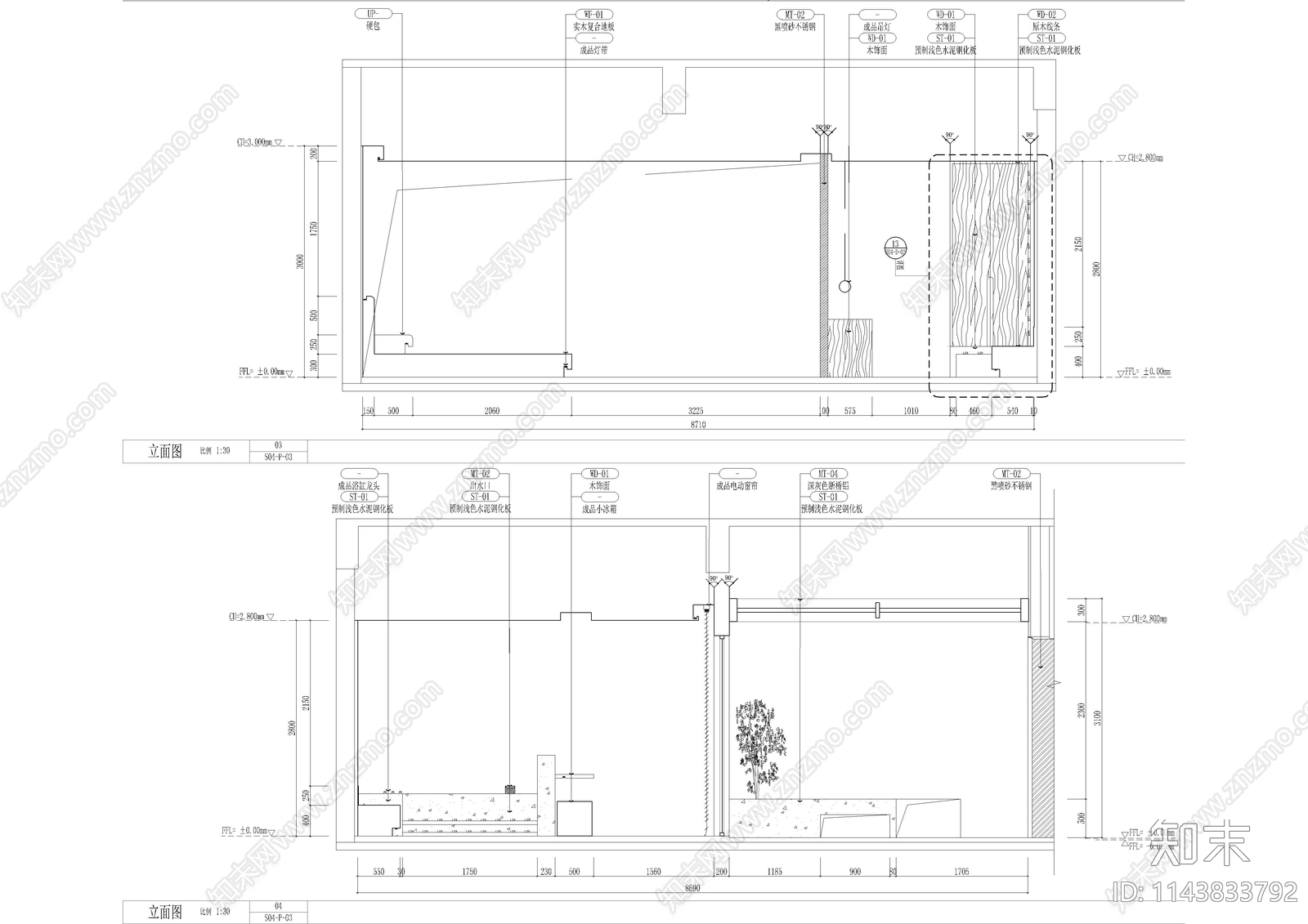 精品酒店客房室内cad施工图下载【ID:1143833792】
