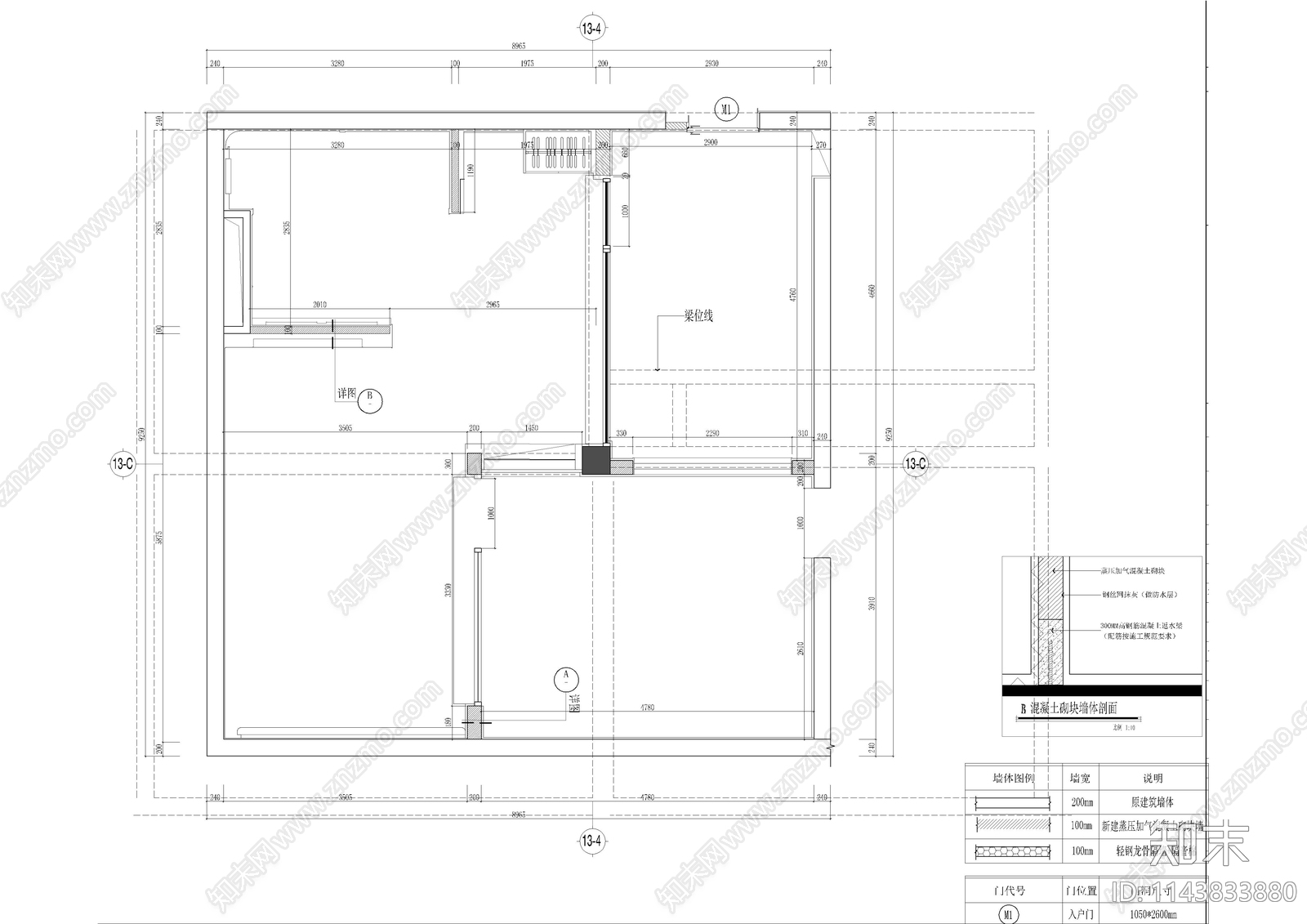 酒店客房套房室内cad施工图下载【ID:1143833880】