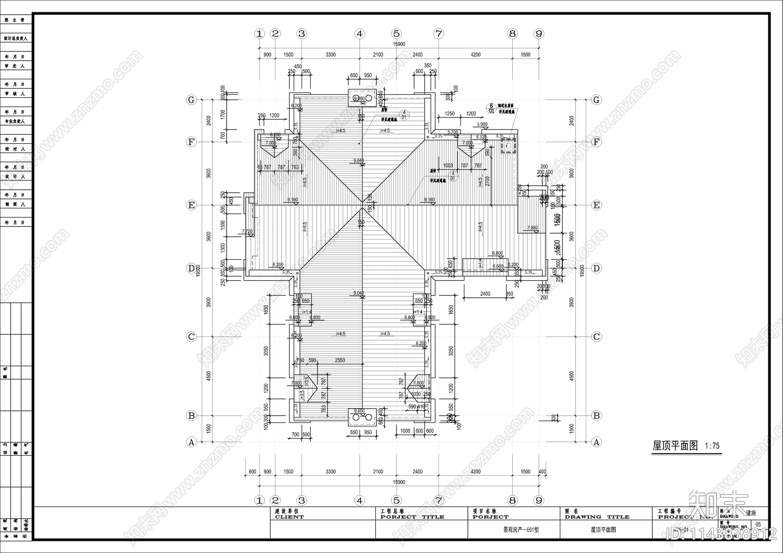 欧式二层高档别墅建筑cad施工图下载【ID:1143838912】