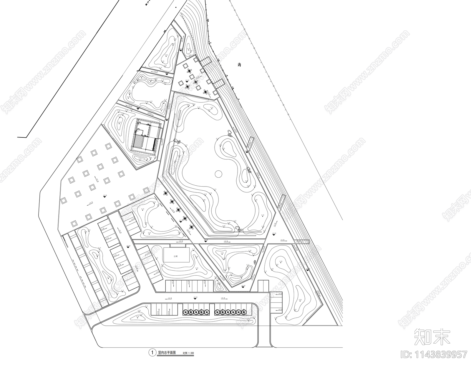 交路口口袋公园景观cad施工图下载【ID:1143839957】