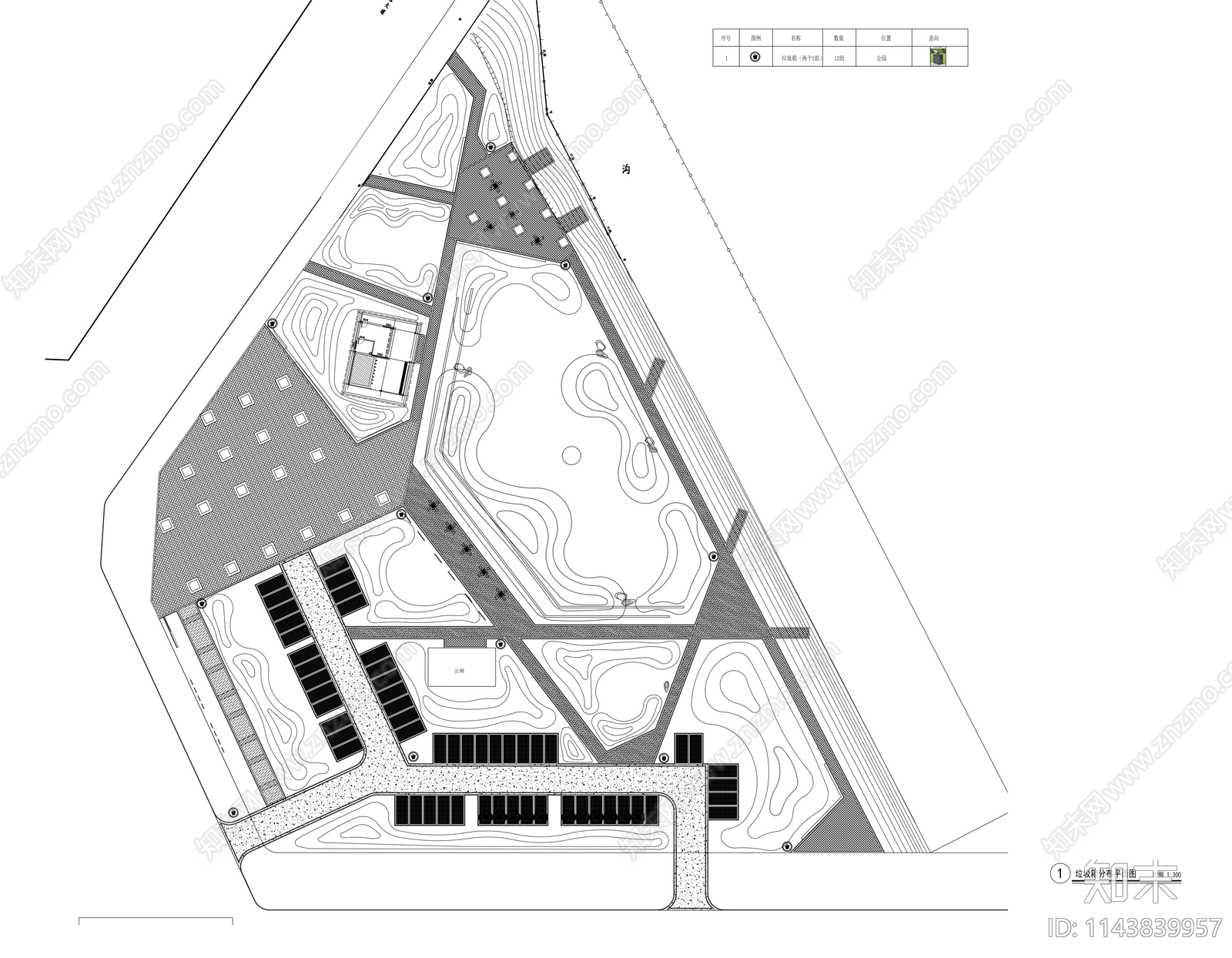 交路口口袋公园景观cad施工图下载【ID:1143839957】