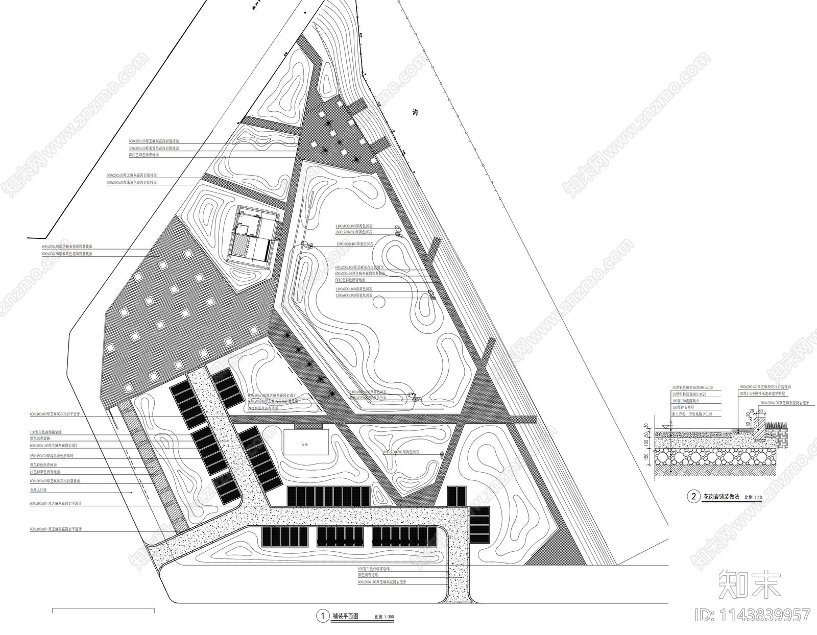 交路口口袋公园景观cad施工图下载【ID:1143839957】