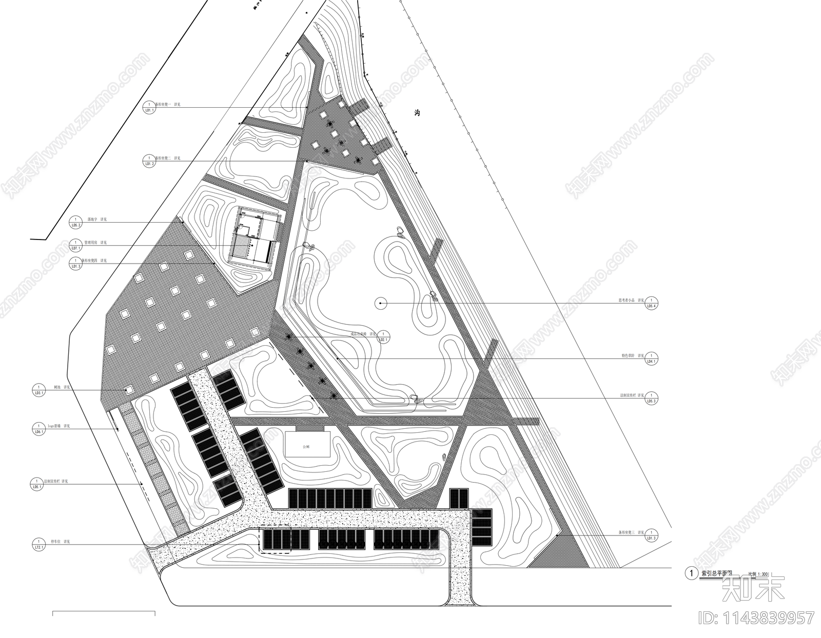 交路口口袋公园景观cad施工图下载【ID:1143839957】