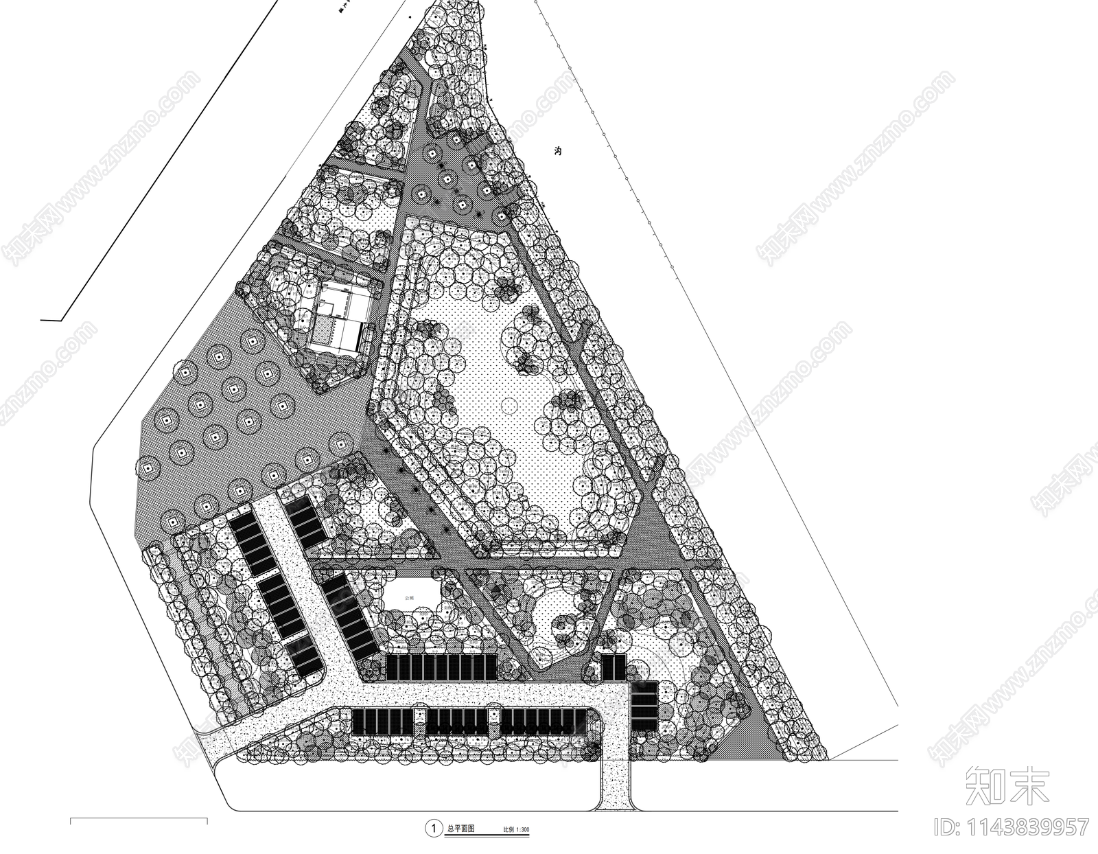 交路口口袋公园景观cad施工图下载【ID:1143839957】