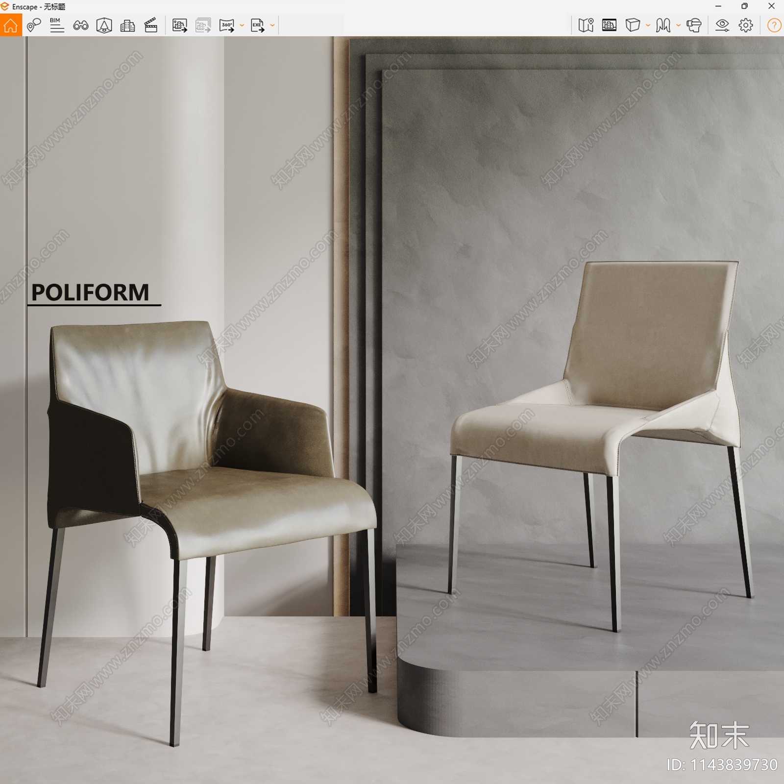 POLIFORM现代餐椅SU模型下载【ID:1143839730】