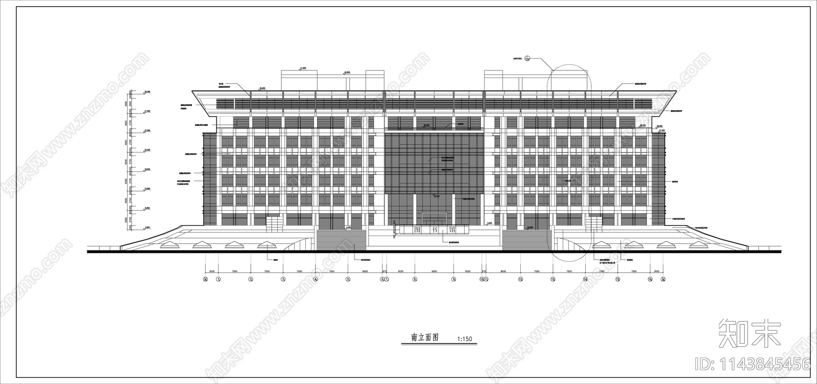 某高校图书馆建筑施工图下载【ID:1143845456】