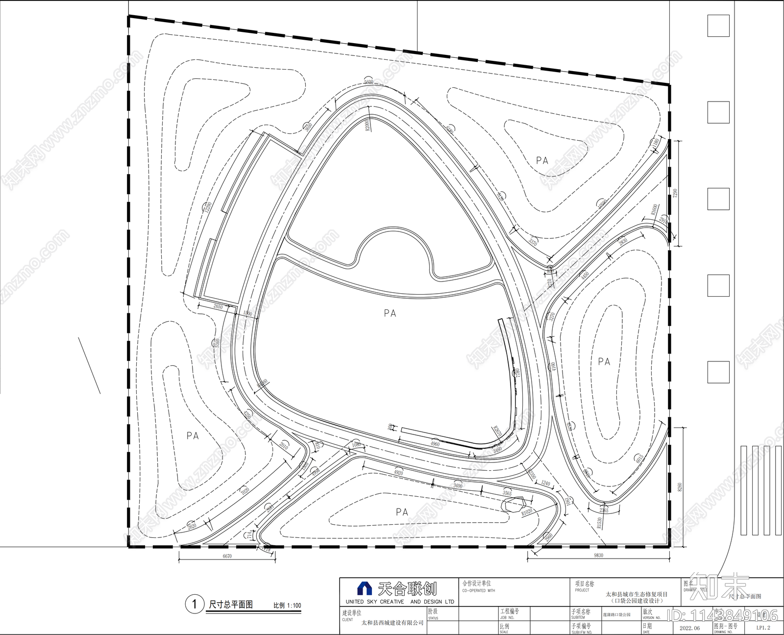 休闲绿地口袋公园景观cad施工图下载【ID:1143849106】