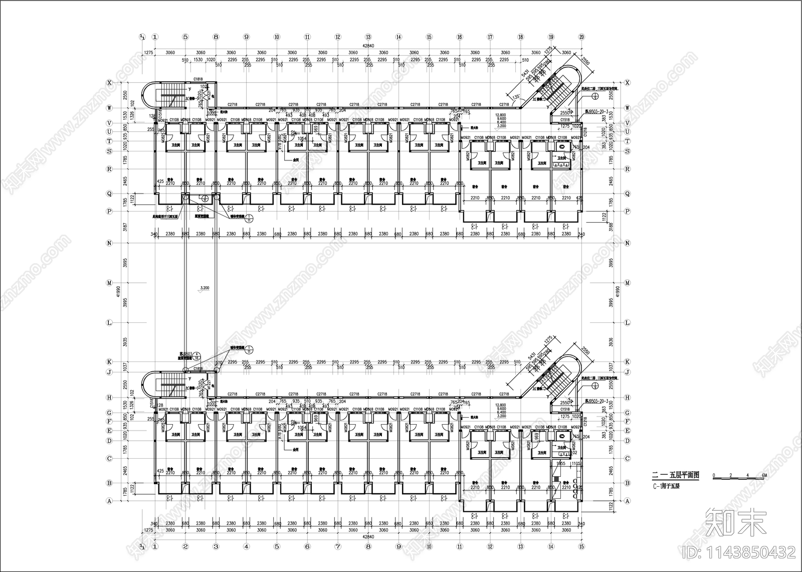 学生宿舍建筑cad施工图下载【ID:1143850432】