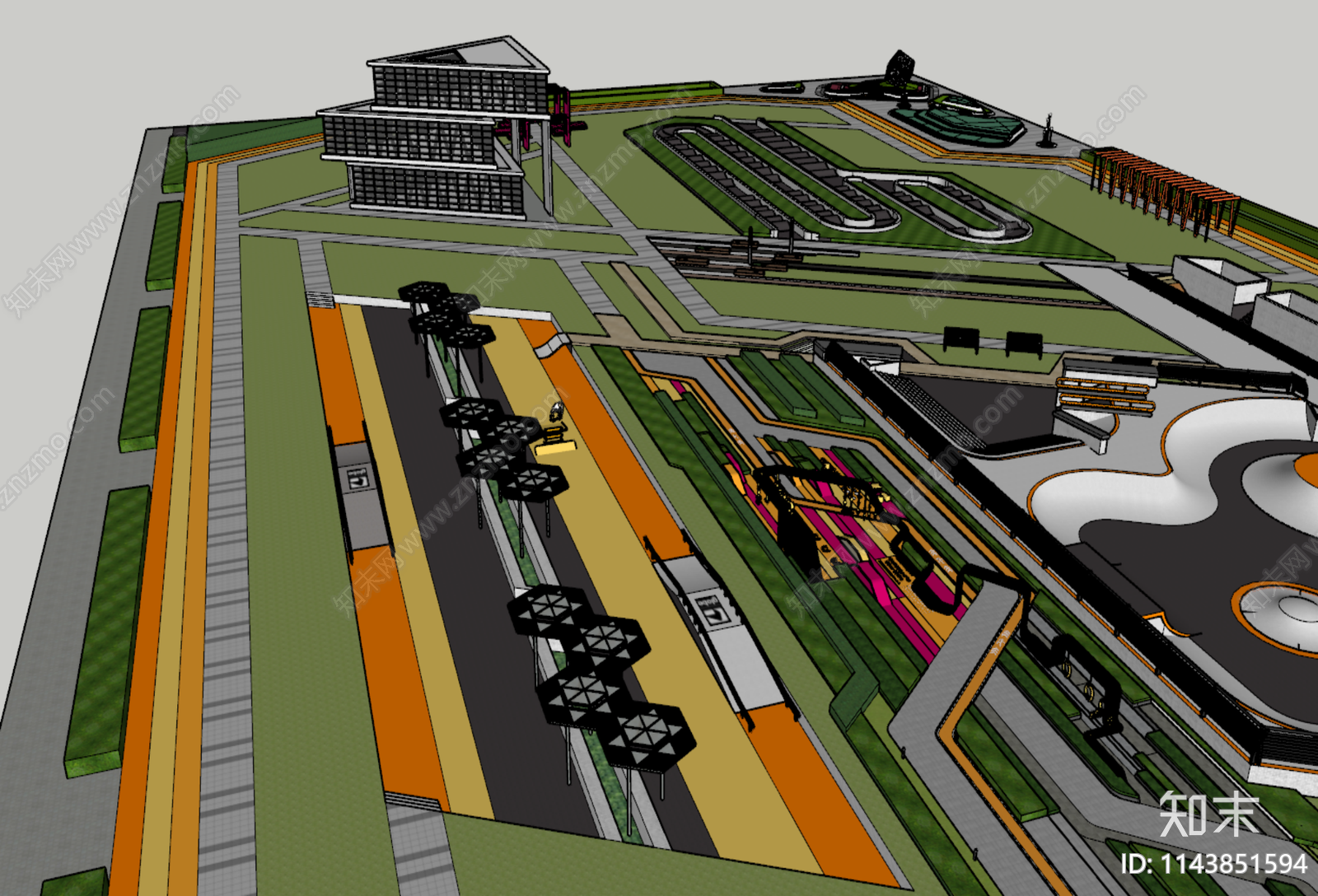 现代体育公园SU模型下载【ID:1143851594】