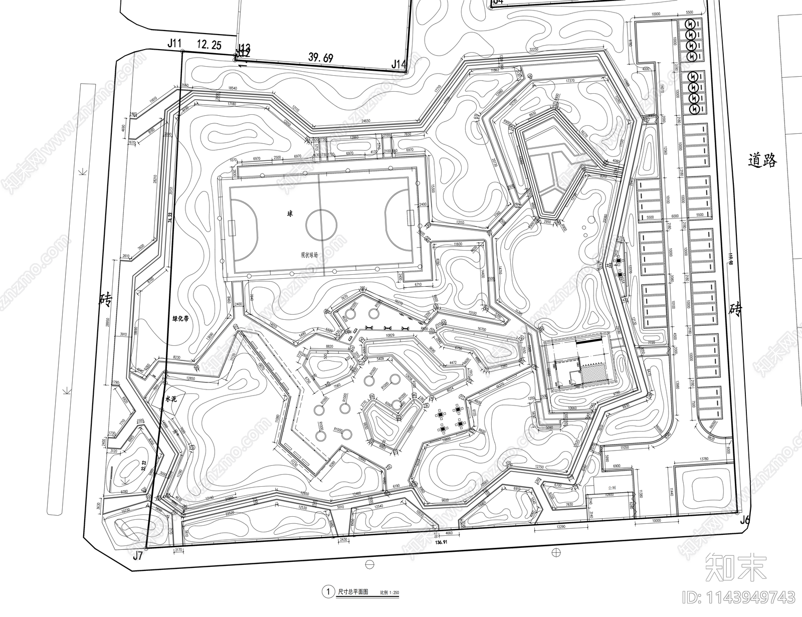 运动休闲口袋公园cad施工图下载【ID:1143949743】