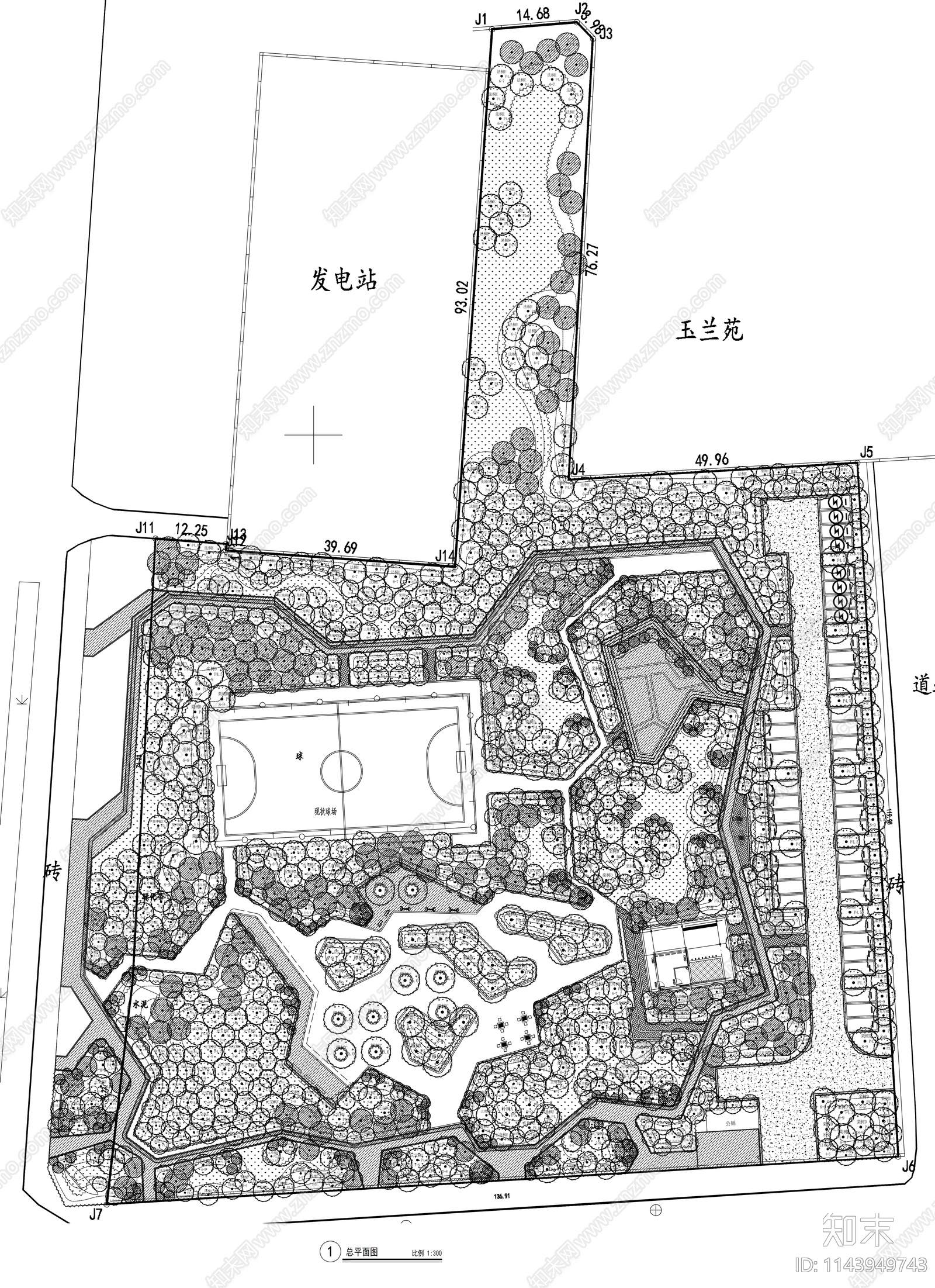 运动休闲口袋公园cad施工图下载【ID:1143949743】