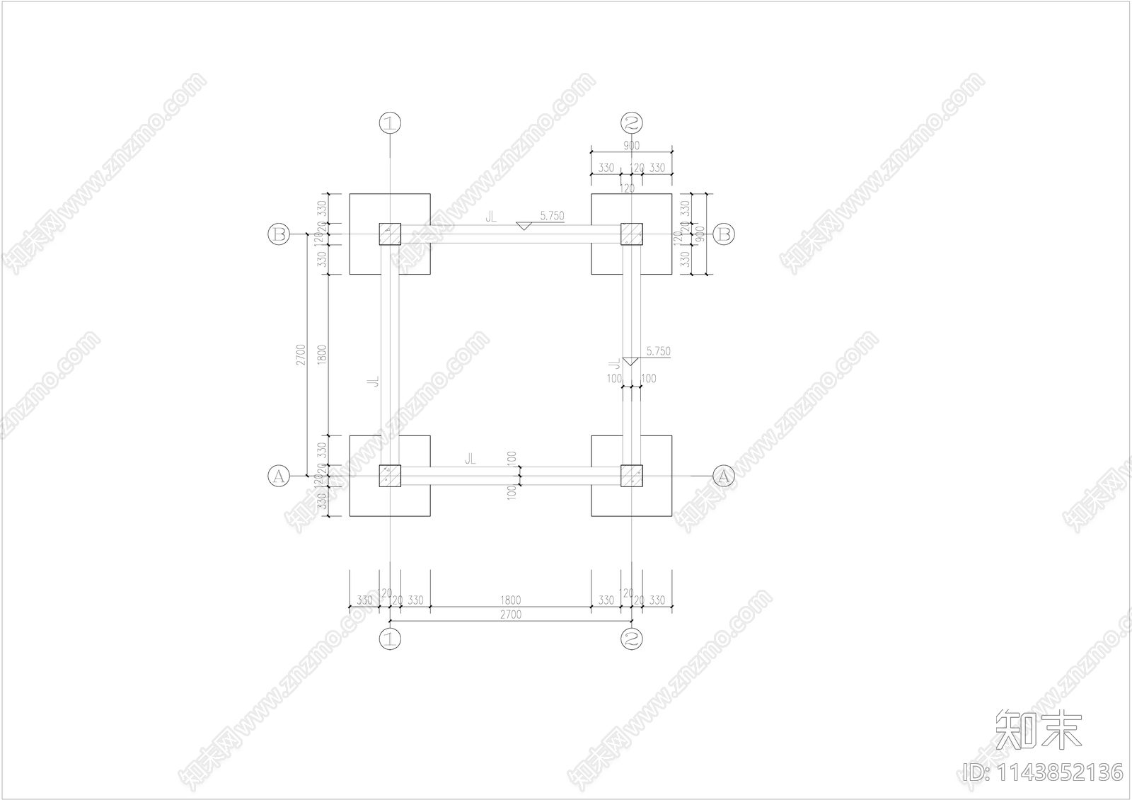 岗亭建筑cad施工图下载【ID:1143852136】