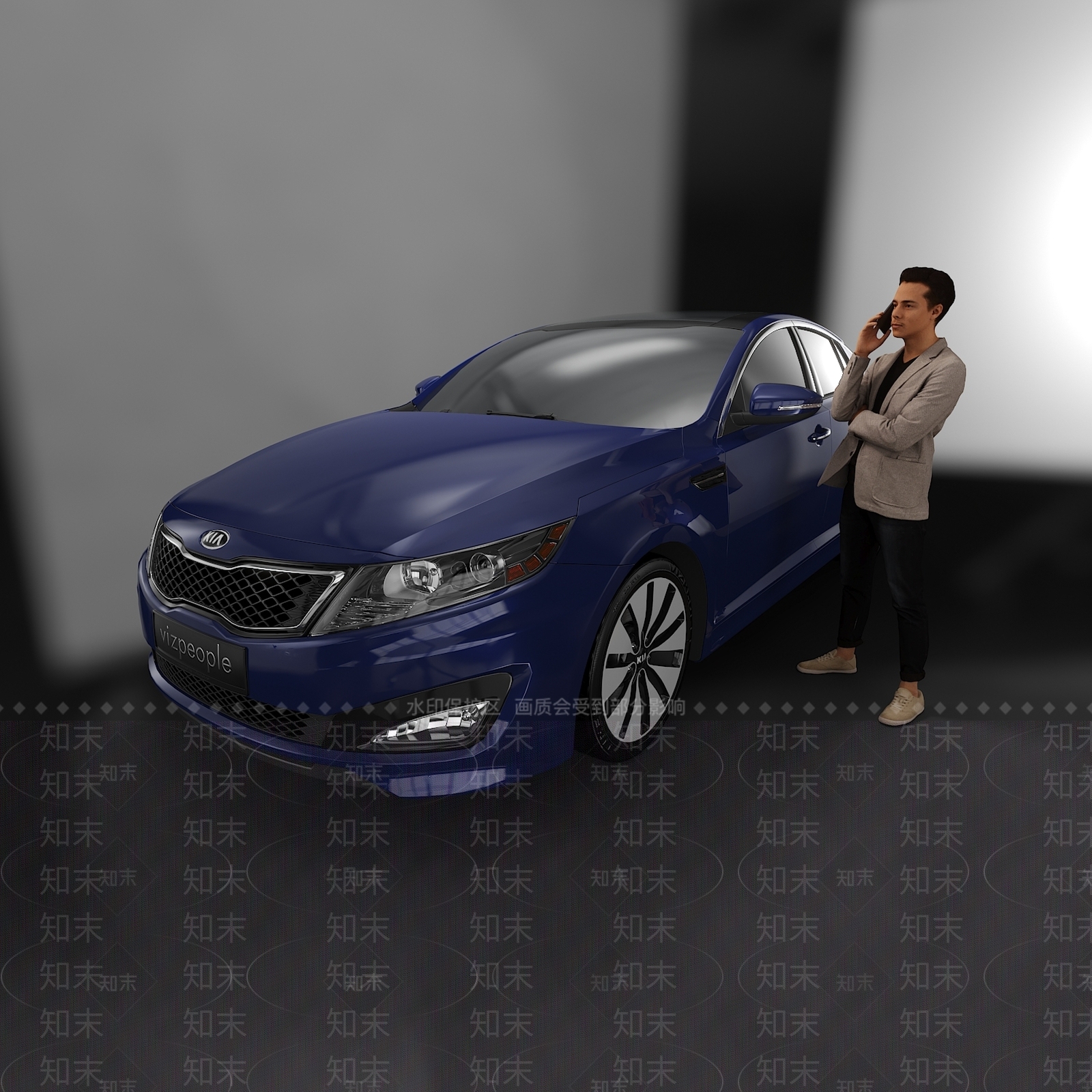 KIA起亚蓝色桥车款汽车模型3D模型下载【ID:1143853705】