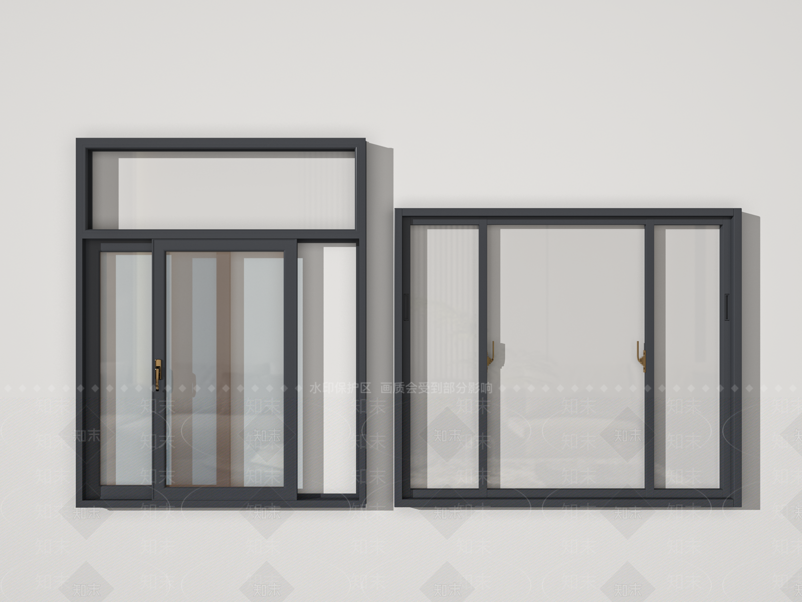 现代推拉窗SU模型下载【ID:1143854587】