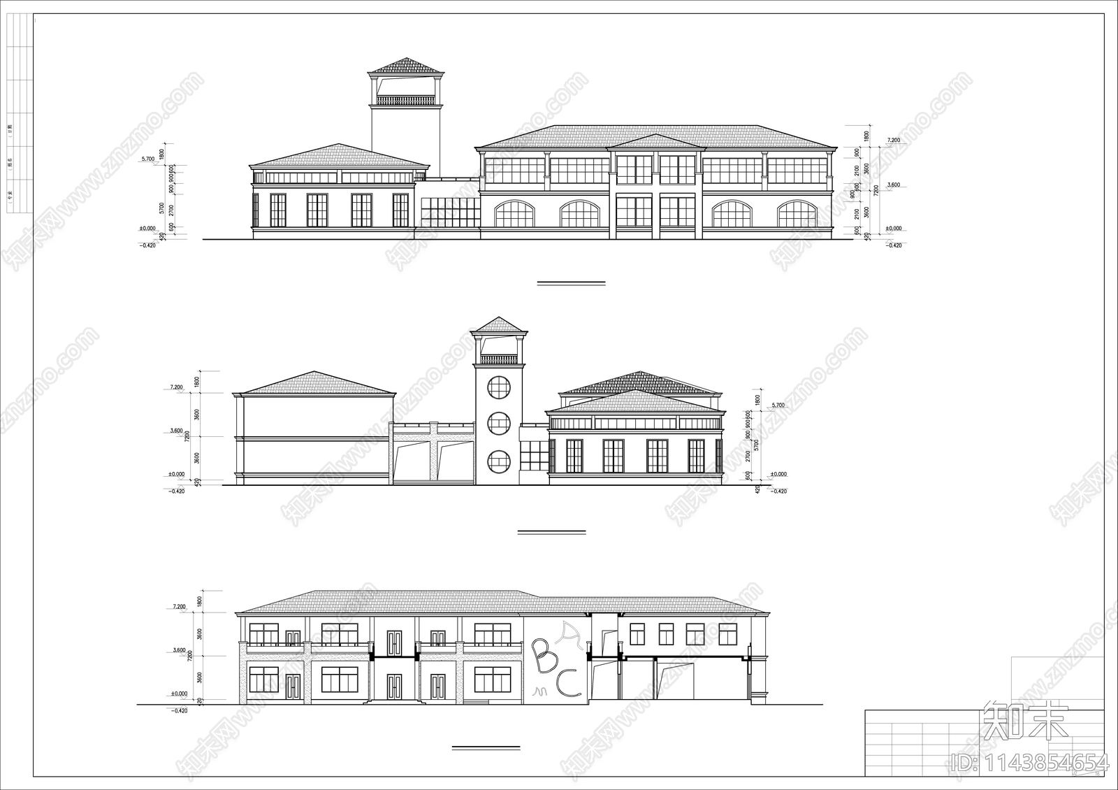 幼儿园施工图建筑cad施工图下载【ID:1143854654】