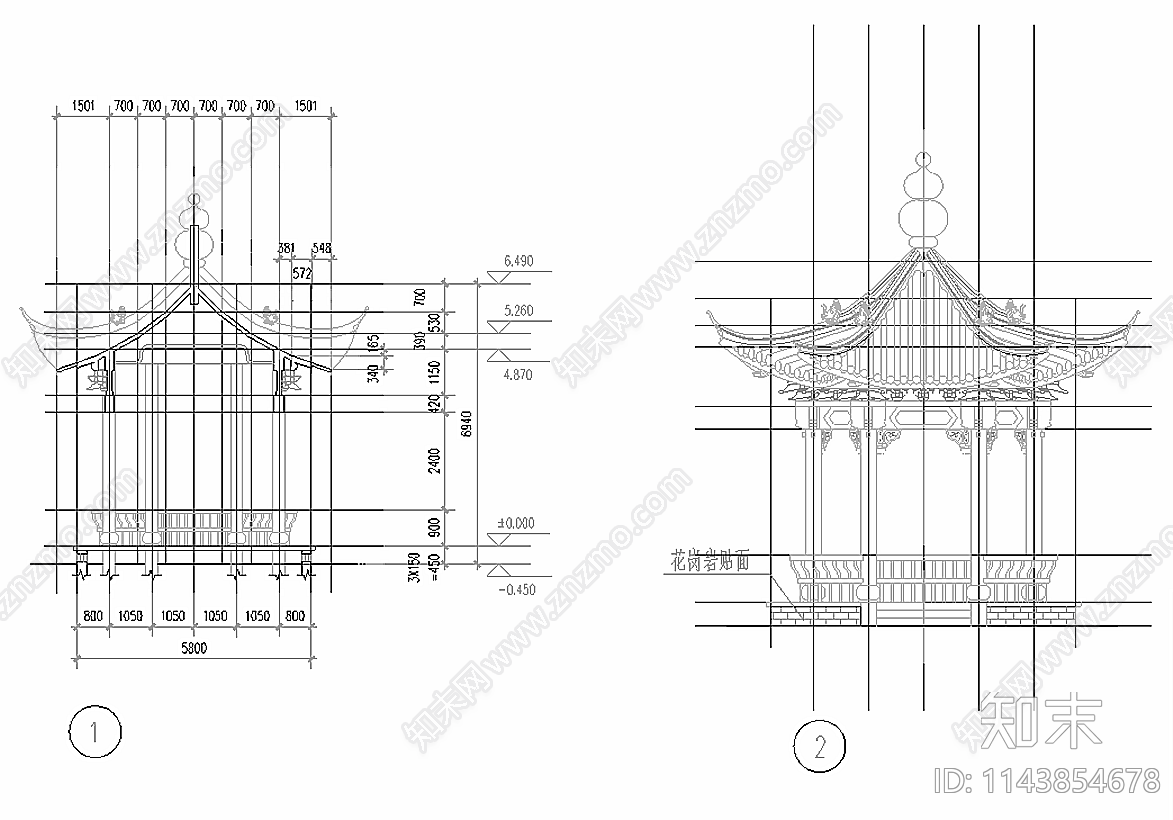 多功能大厅六角亭cad施工图下载【ID:1143854678】
