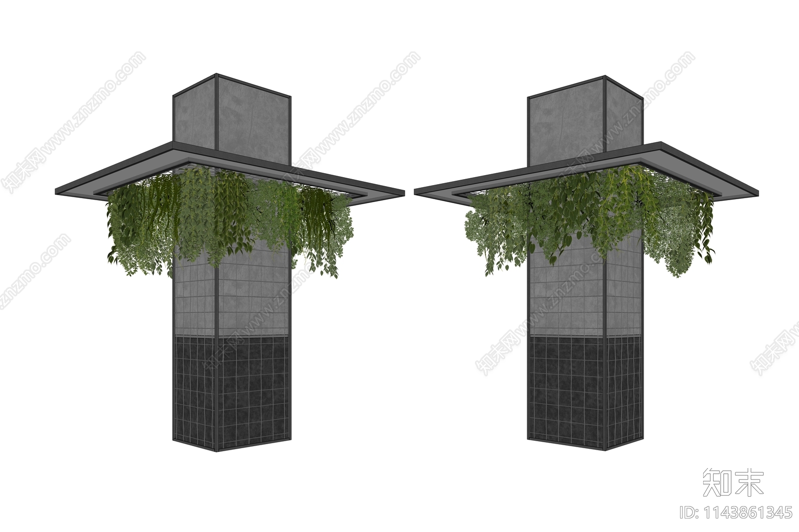 现代工装室内绿植柱子SU模型下载【ID:1143861345】