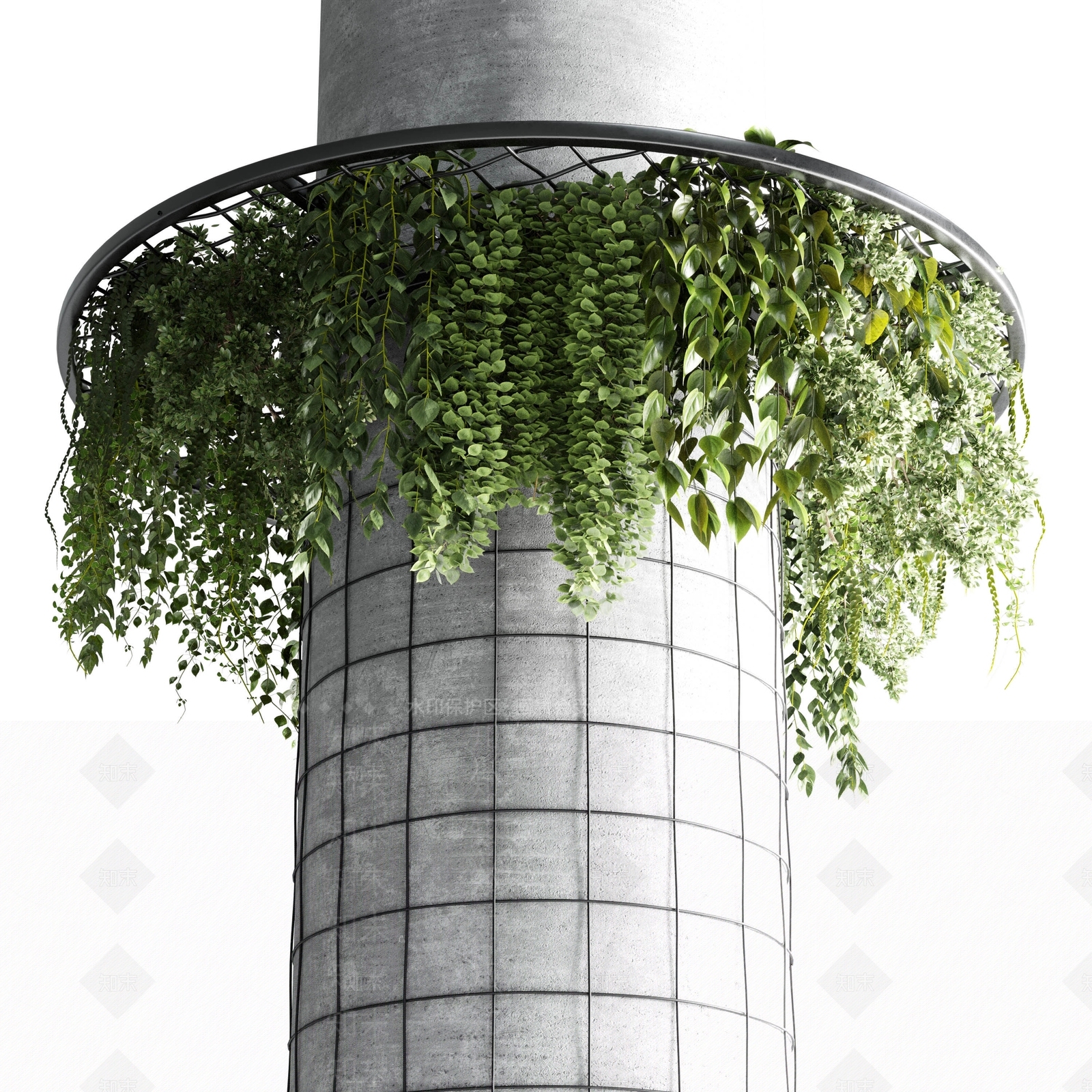 现代室内圆形绿植柱子SU模型下载【ID:1143861718】