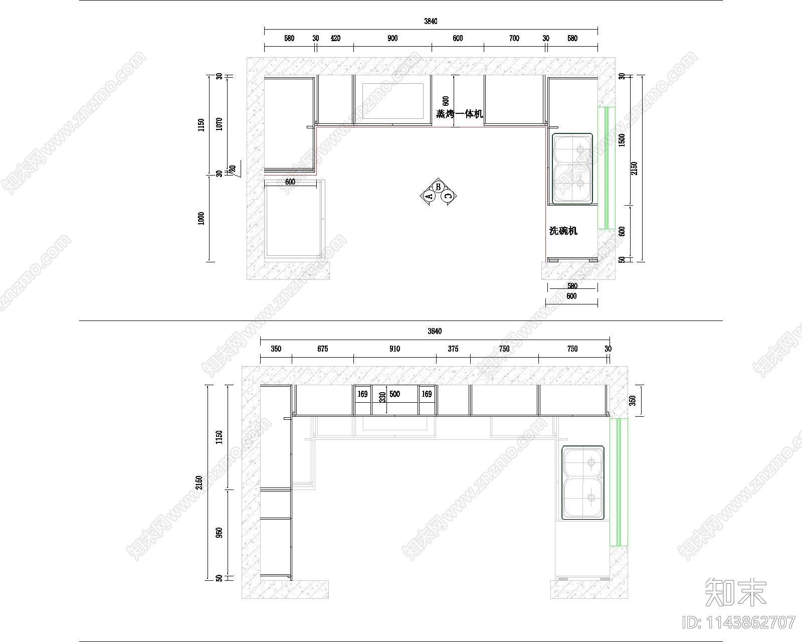 现代橱柜详图cad施工图下载【ID:1143862707】