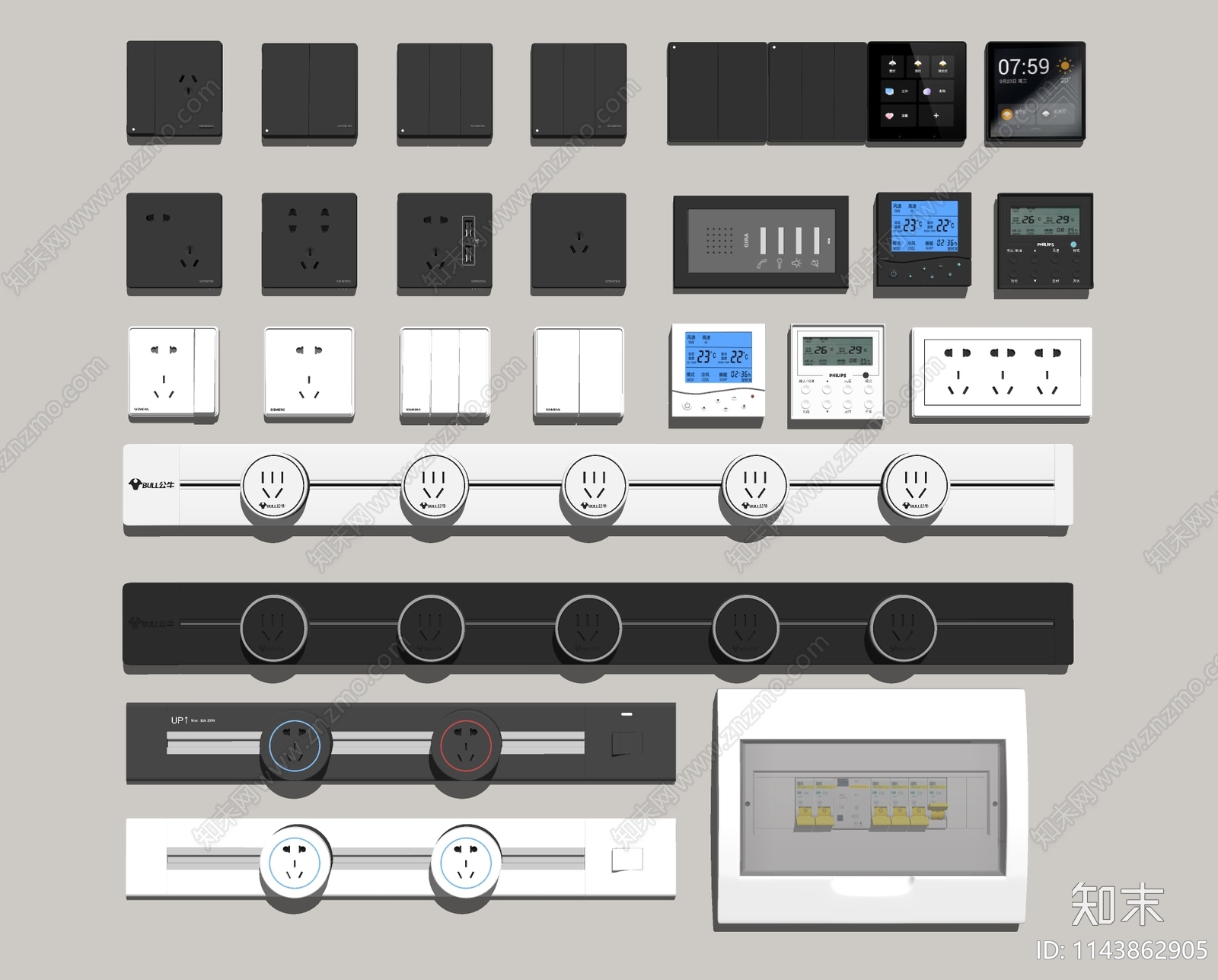 现代开关插座组合SU模型下载【ID:1143862905】