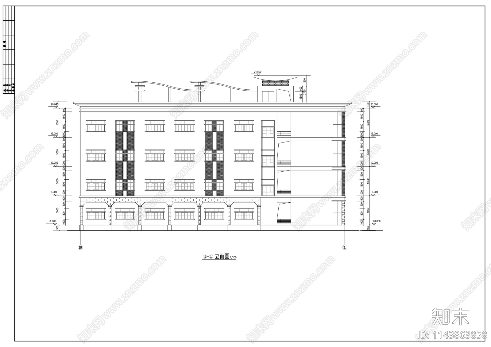 某高中学校教学楼建筑cad施工图下载【ID:1143863858】