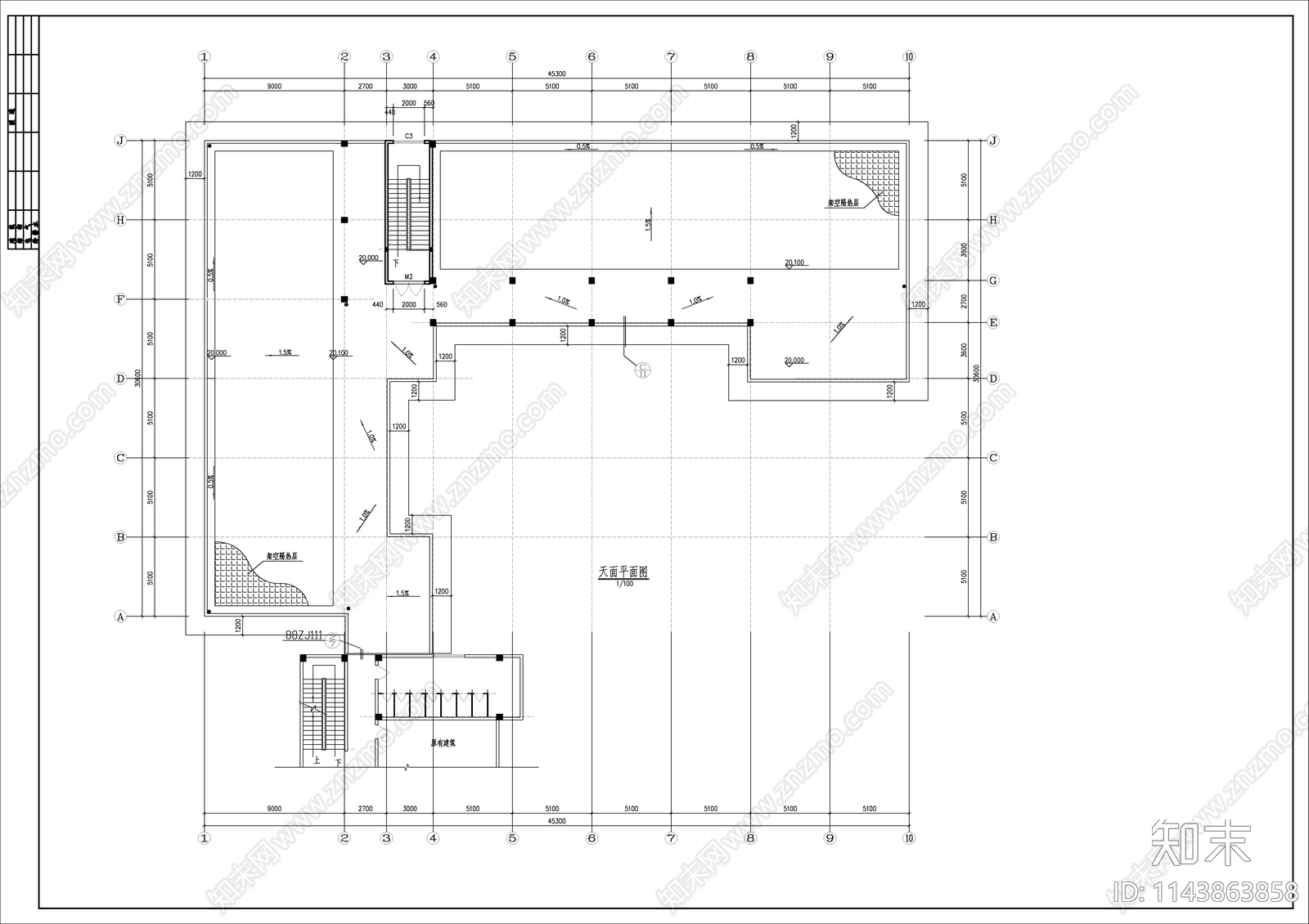 某高中学校教学楼建筑cad施工图下载【ID:1143863858】