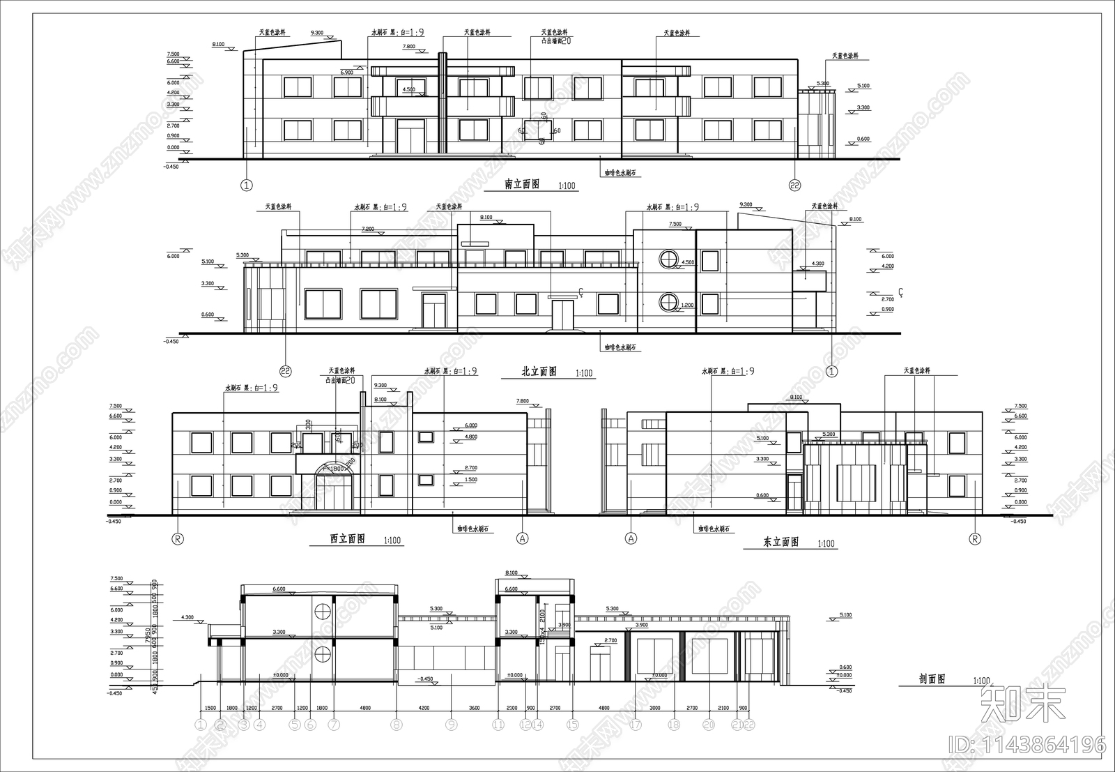 幼儿园建筑cad施工图下载【ID:1143864196】