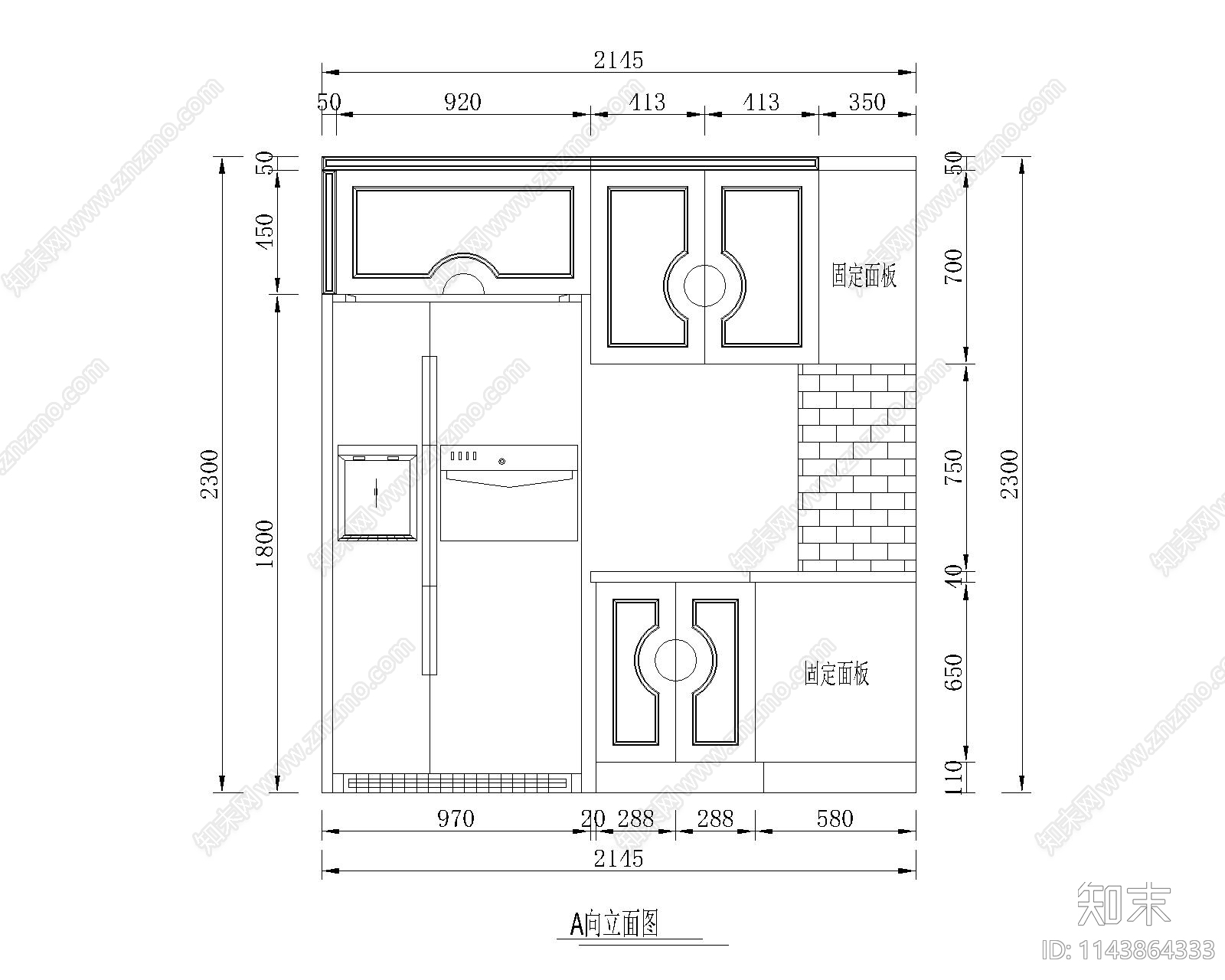 中式橱柜酒柜平立面施工图下载【ID:1143864333】