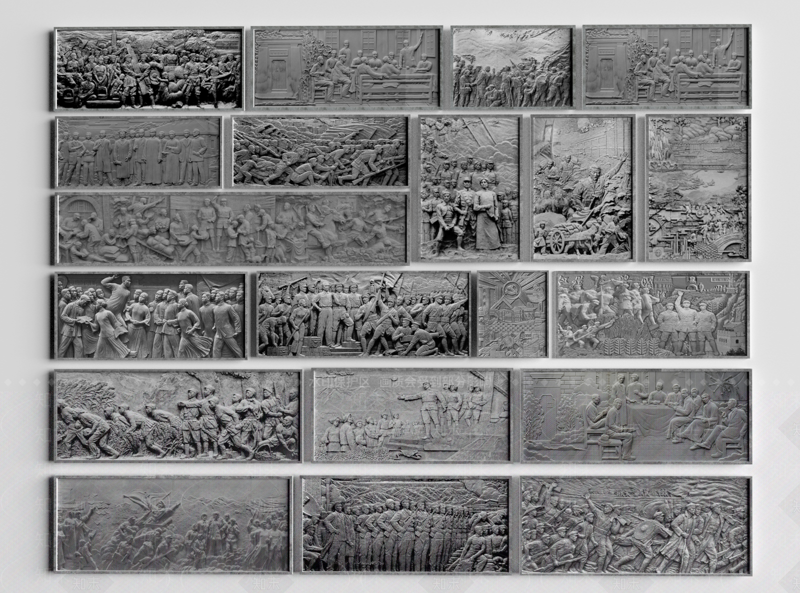 中式2D浮雕景墙SU模型下载【ID:1143864968】