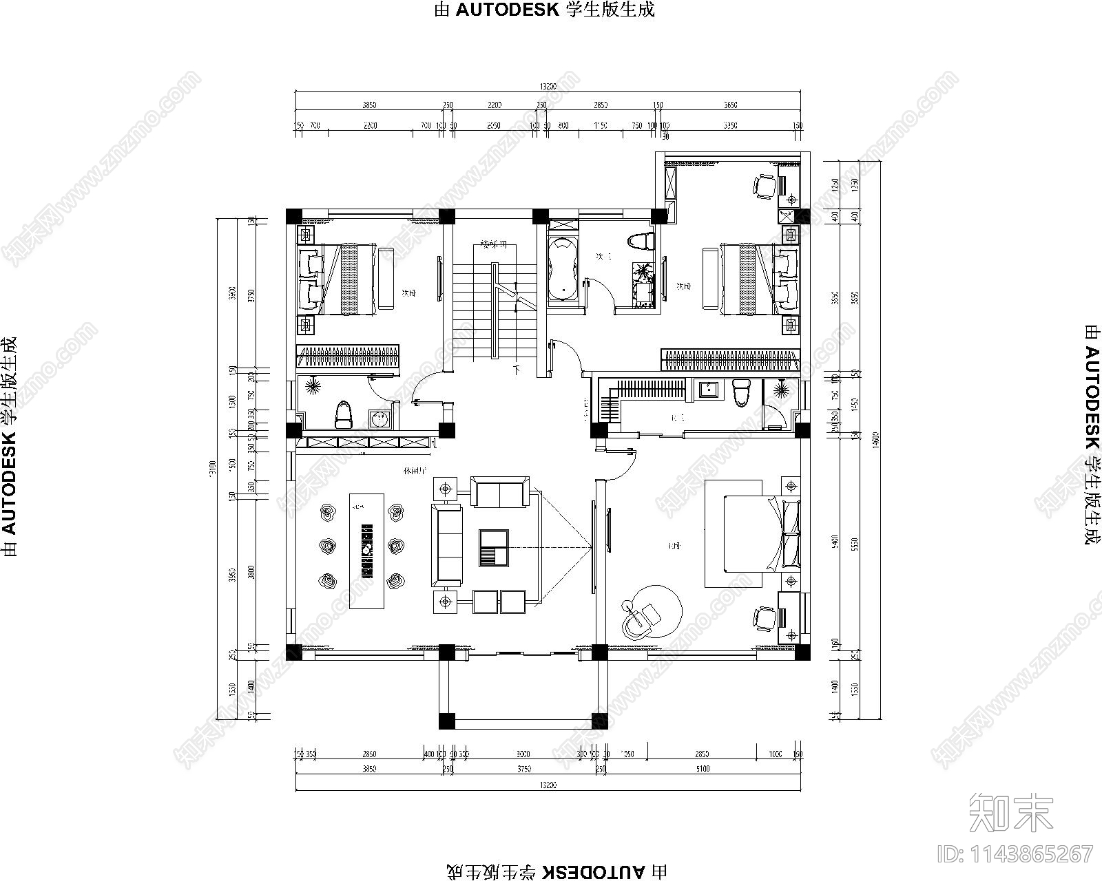 现代两层别墅室内平面立面施工图下载【ID:1143865267】