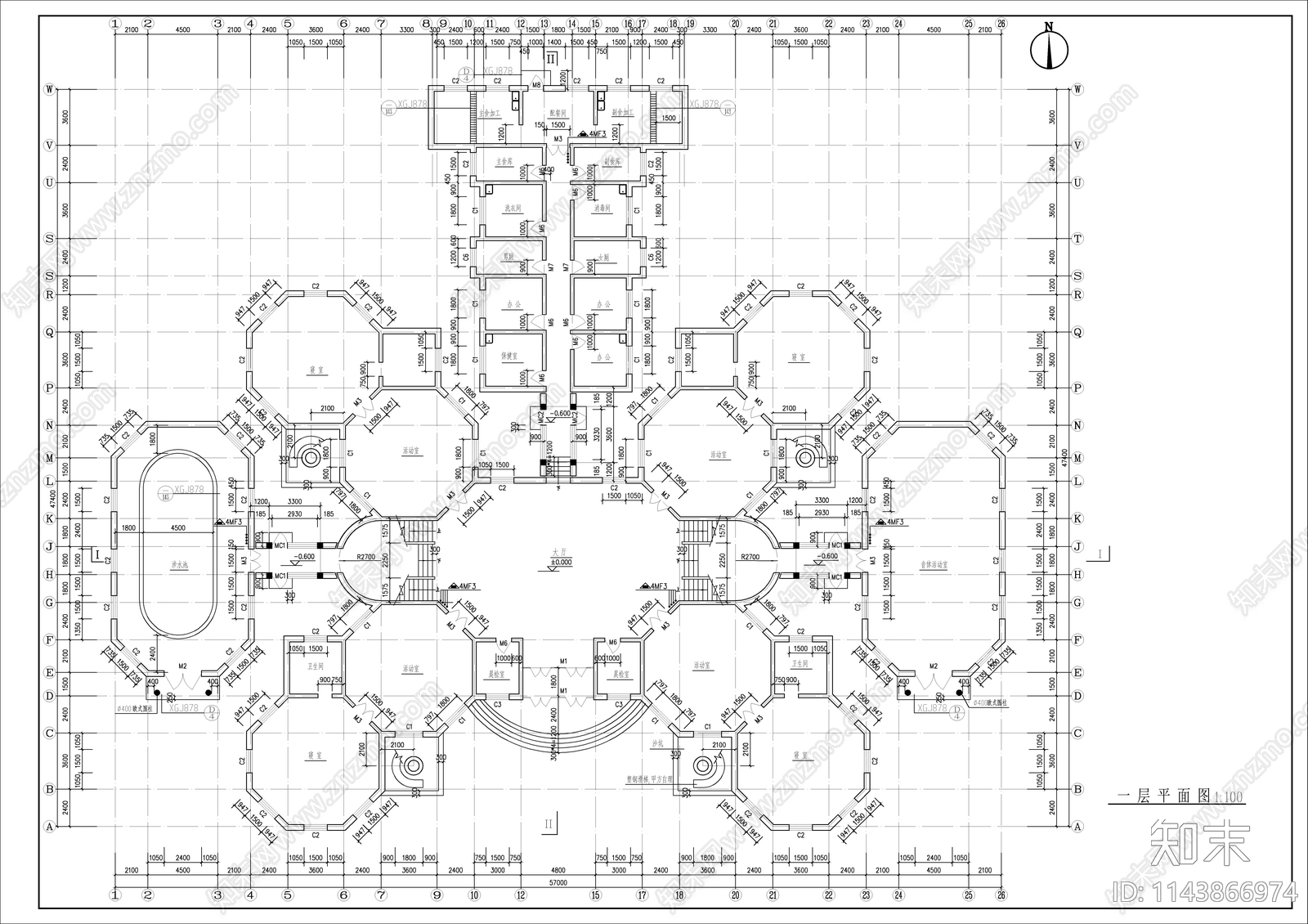 欧式幼儿园建筑cad施工图下载【ID:1143866974】