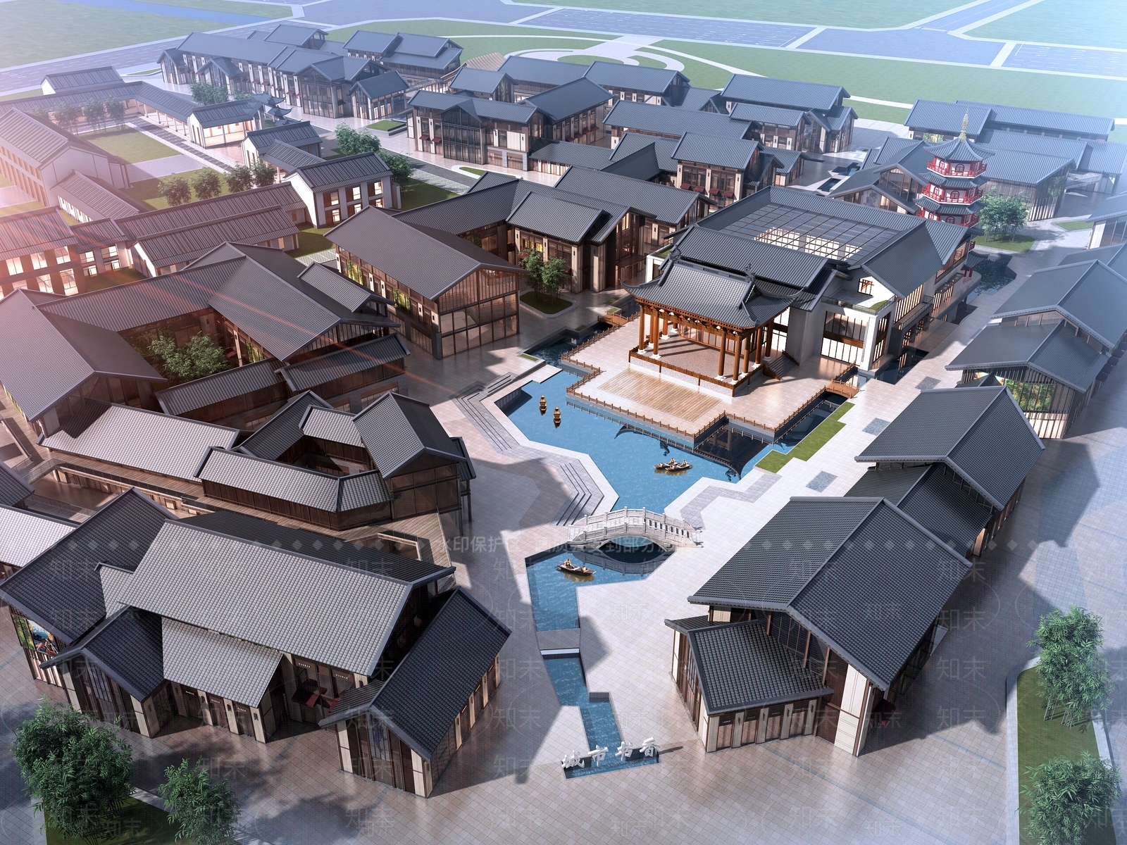 中式古建商业街3D模型下载【ID:1143867655】