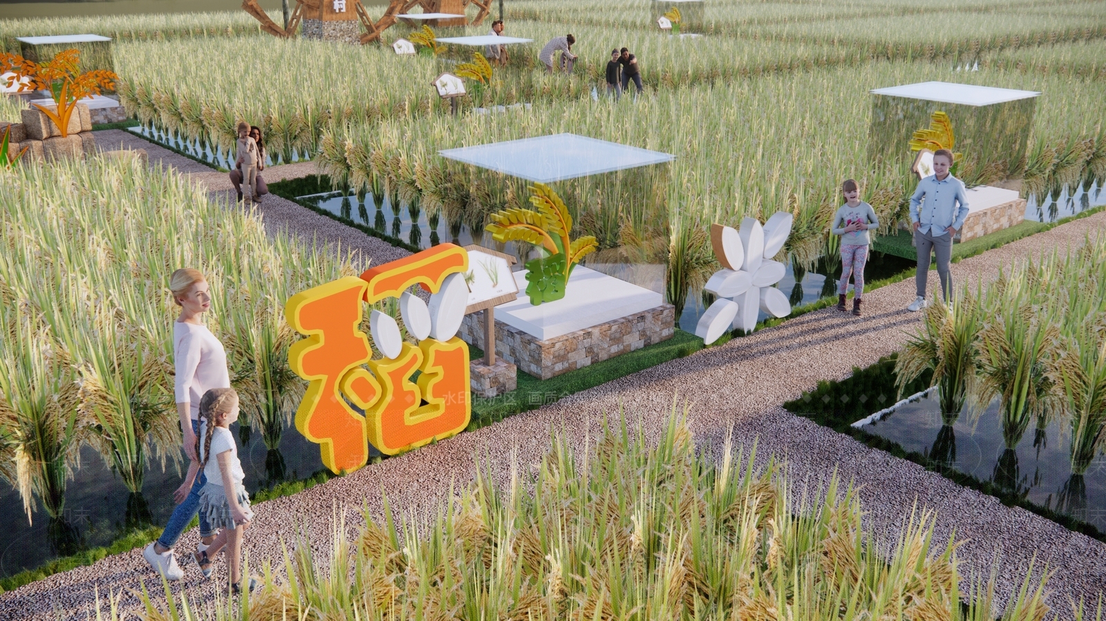 现代稻田研学基地SU模型下载【ID:1143867584】