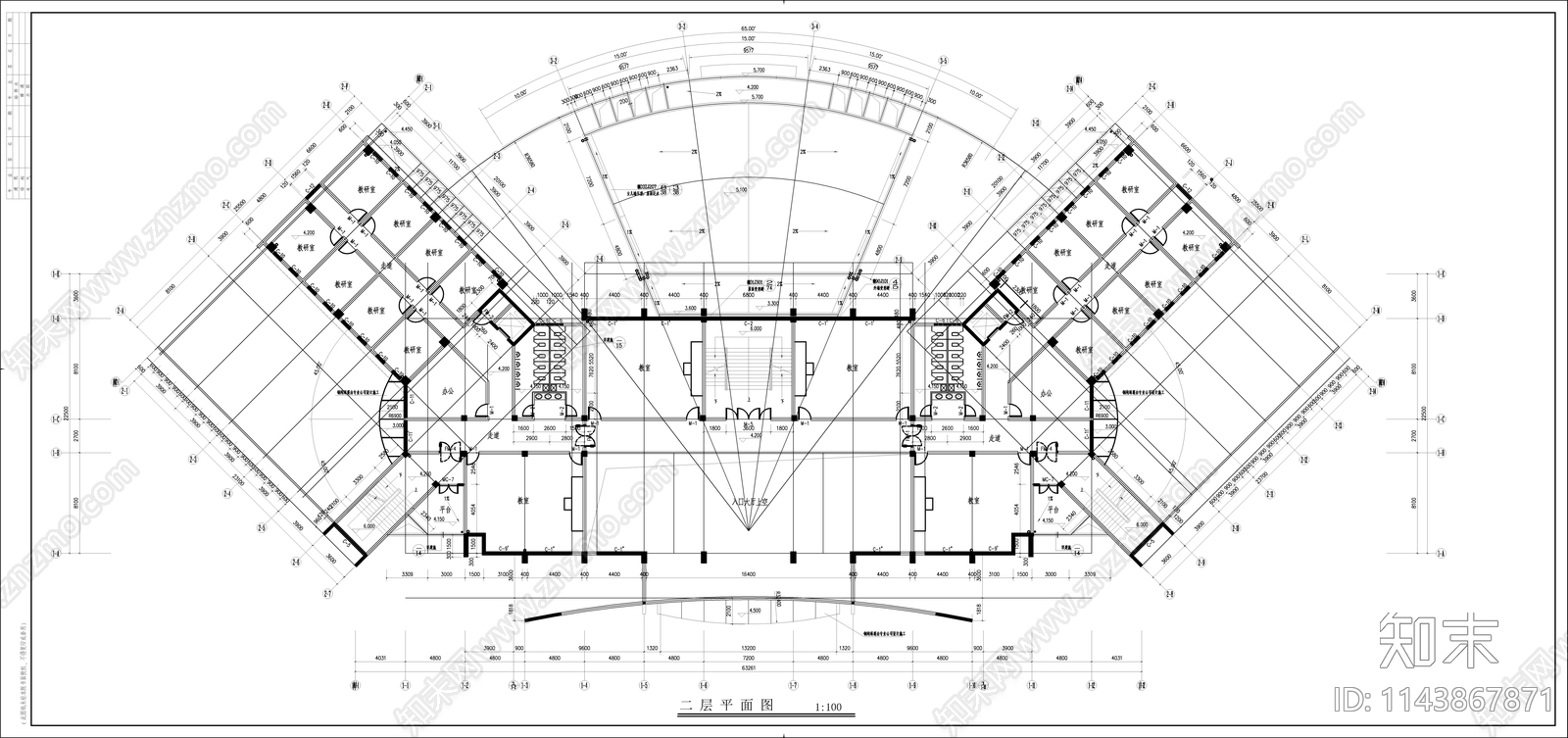 消防大队教学楼建筑cad施工图下载【ID:1143867871】