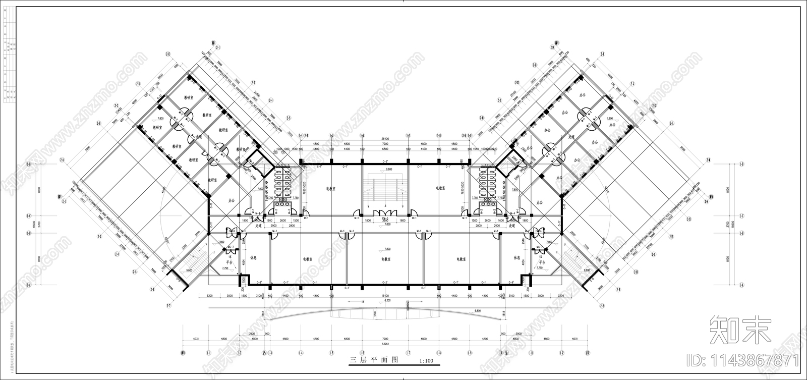 消防大队教学楼建筑cad施工图下载【ID:1143867871】