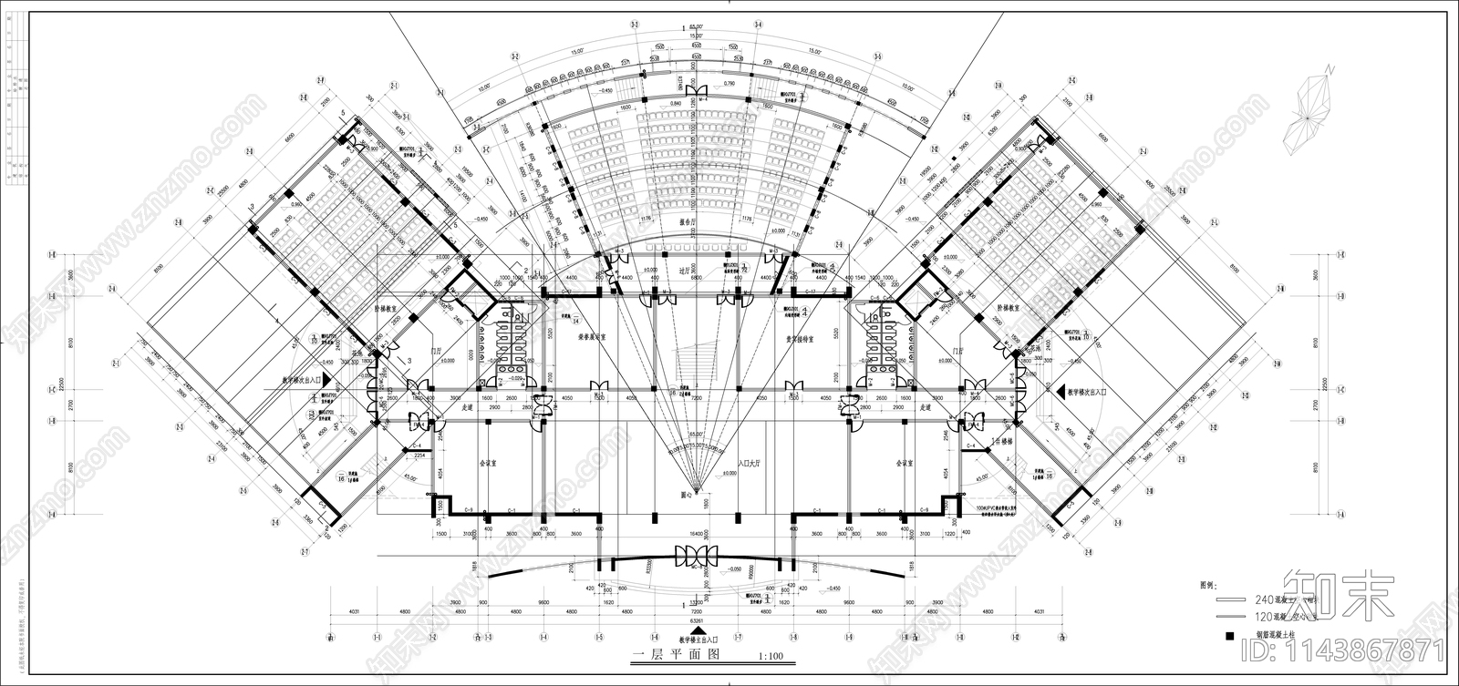 消防大队教学楼建筑cad施工图下载【ID:1143867871】