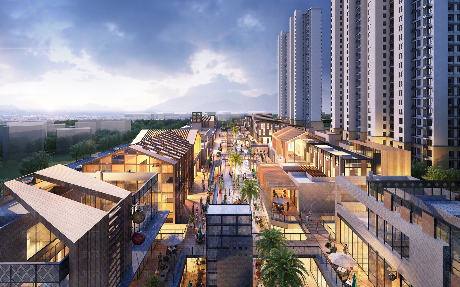 现代风格商业街SU模型下载【ID:1143870015】