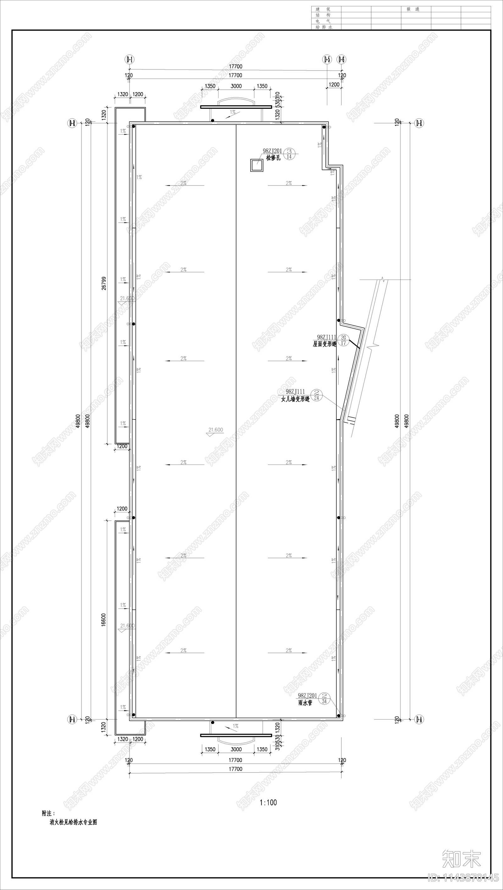 学生公寓建筑cad施工图下载【ID:1143870145】