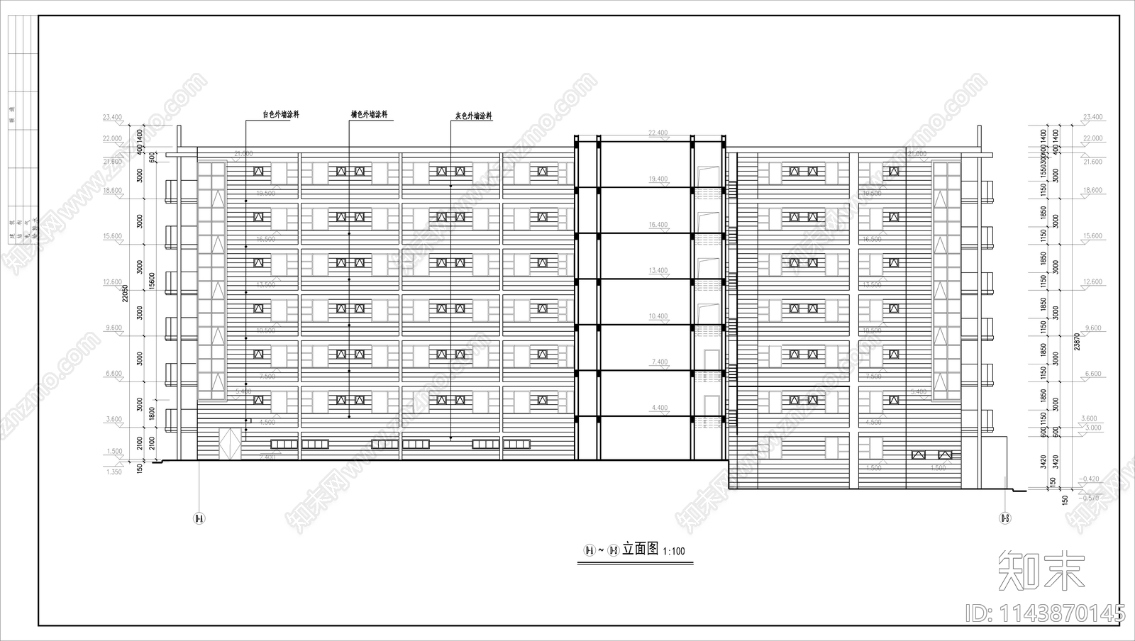 学生公寓建筑cad施工图下载【ID:1143870145】