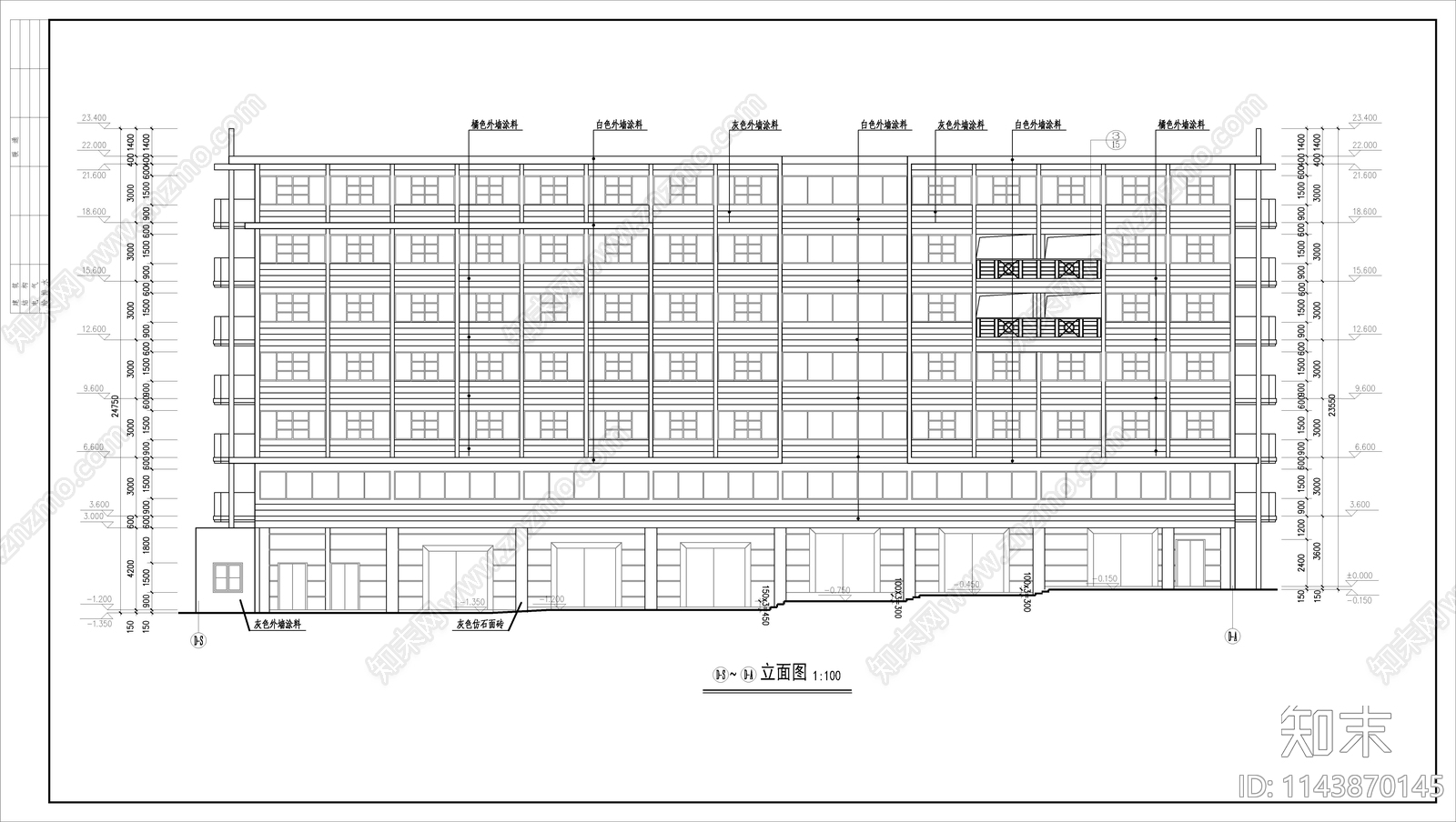 学生公寓建筑cad施工图下载【ID:1143870145】