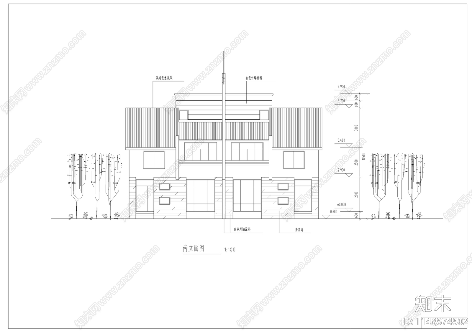 农村双拼别墅自建房建筑施工图下载【ID:1143874502】