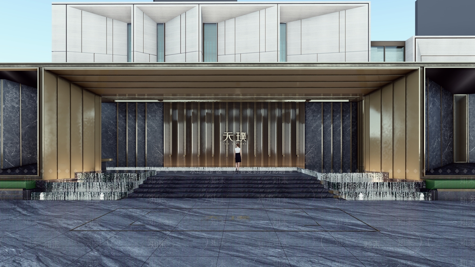 现代龙湖示范区入口大门SU模型下载【ID:1144160353】_知末su模型网