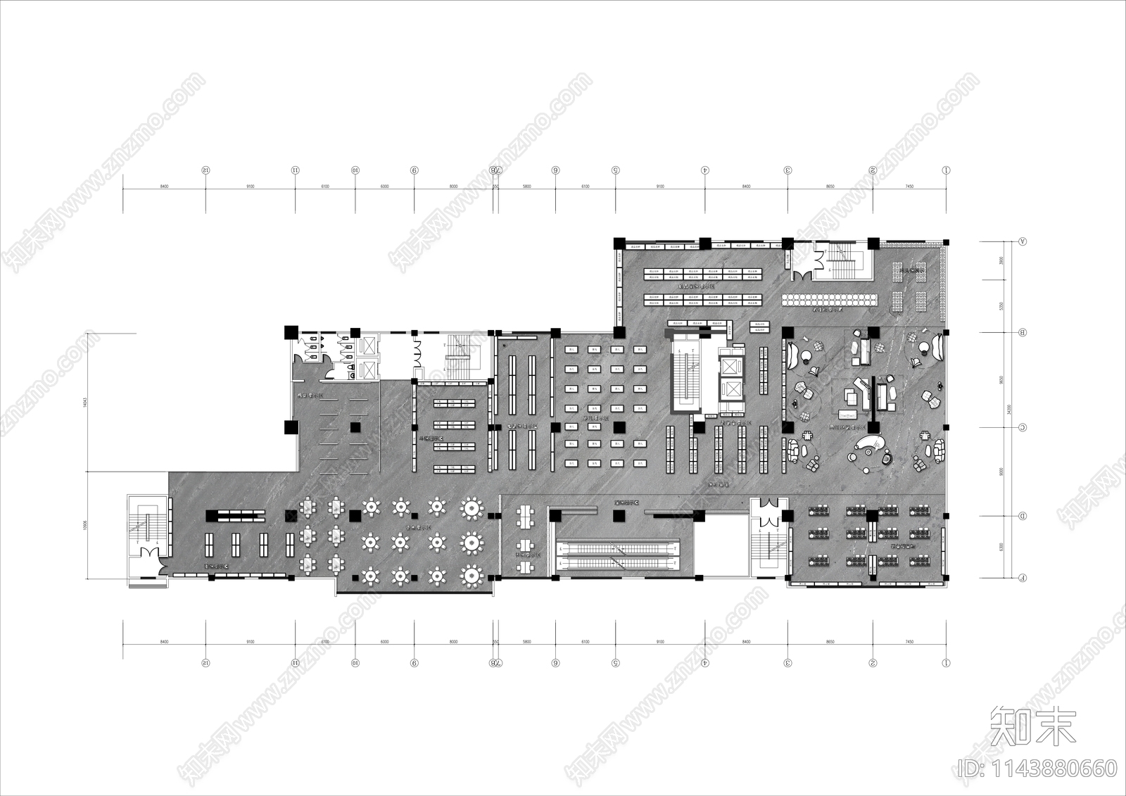 2000㎡家具城平面布置图施工图下载【ID:1143880660】
