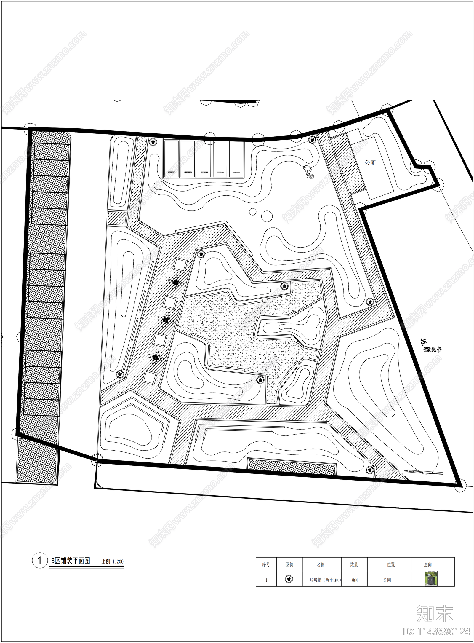 口袋公园景观平面图cad施工图下载【ID:1143890124】