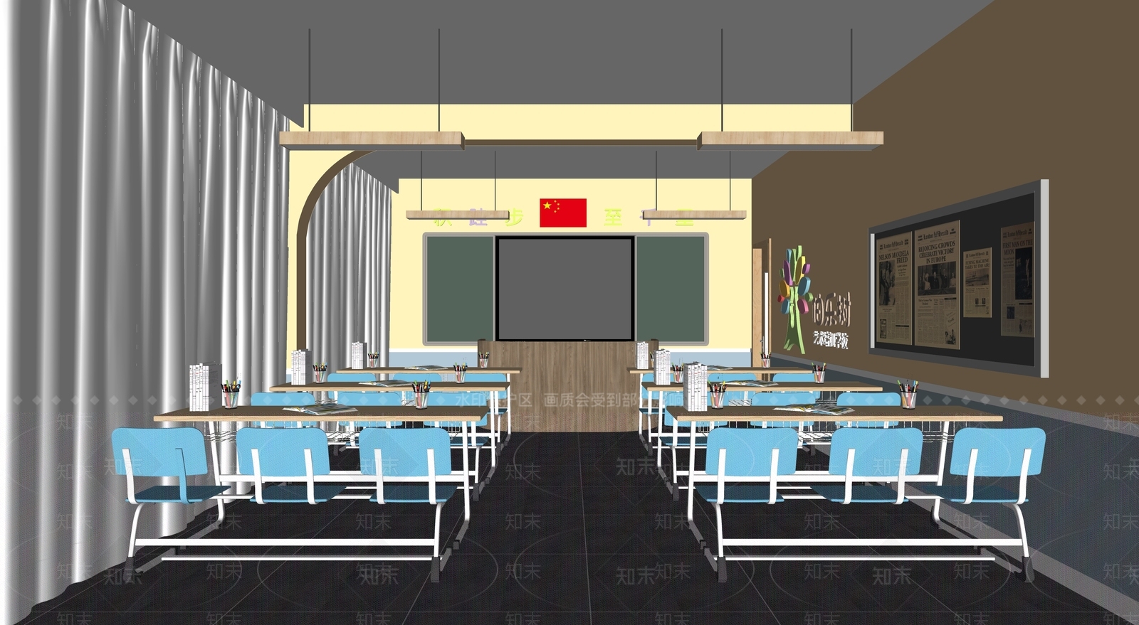 现代艺术培训学校教室SU模型下载【ID:1143890110】