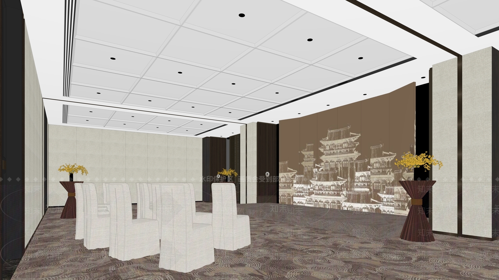 现代其他酒店空间SU模型下载【ID:1143893627】