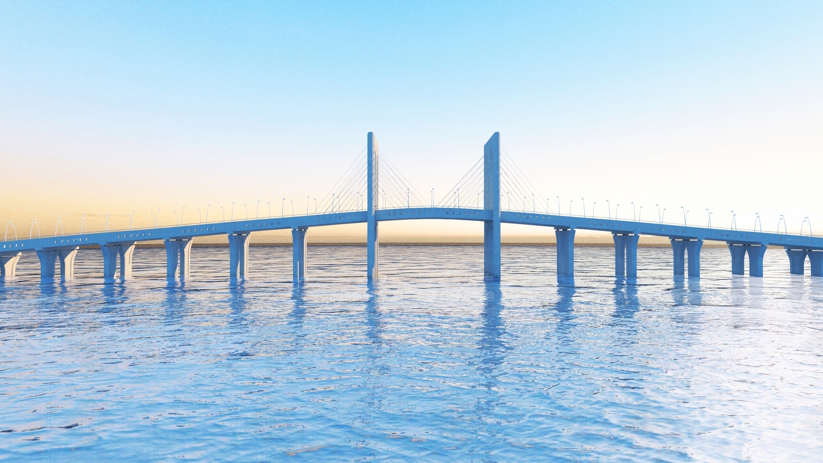 现代跨海大桥3D模型下载【ID:1143898238】